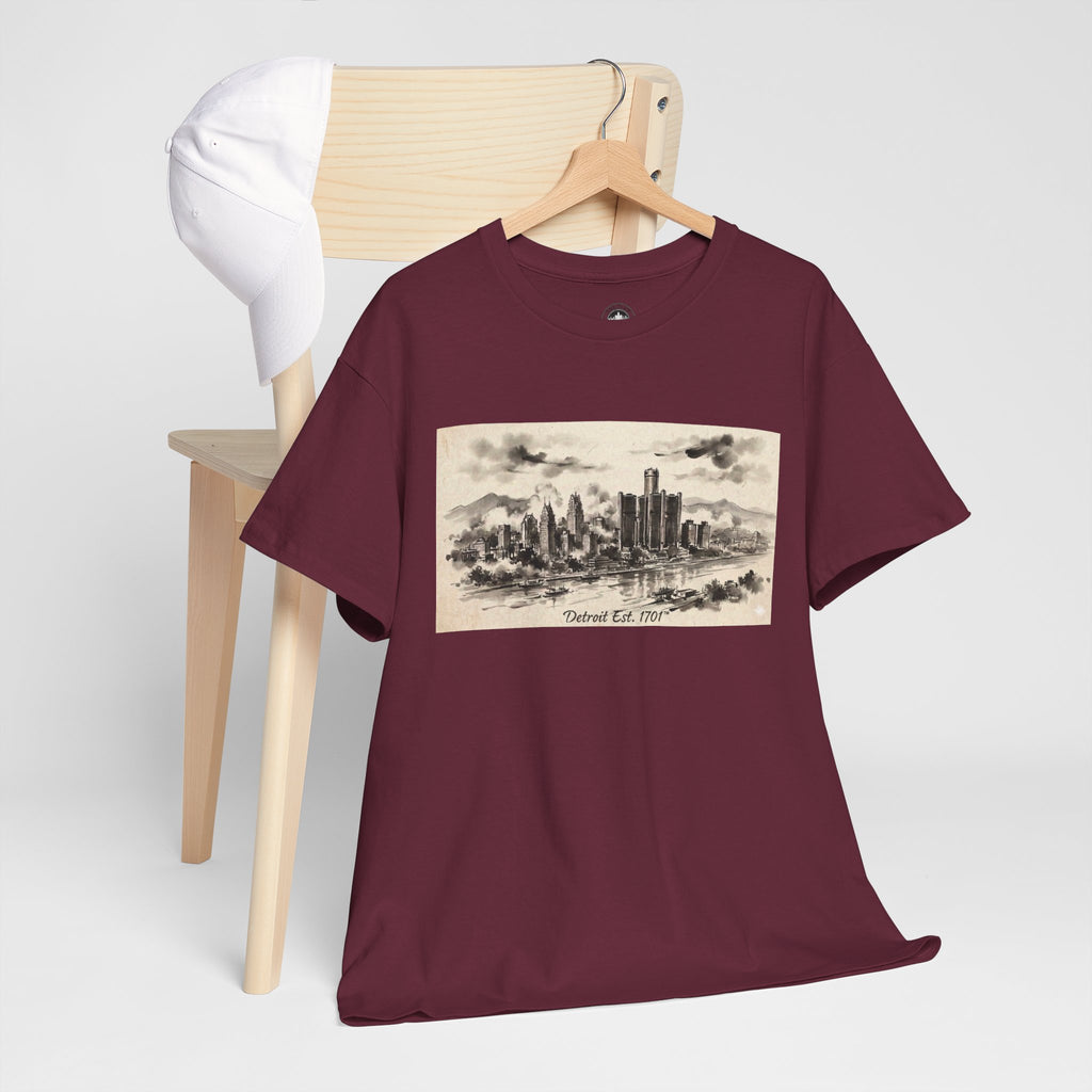 Detroit Pride Vintage Skyline Tee — "Detroit, Est. 1701" Cotton T-Shirt | Motor City Roots