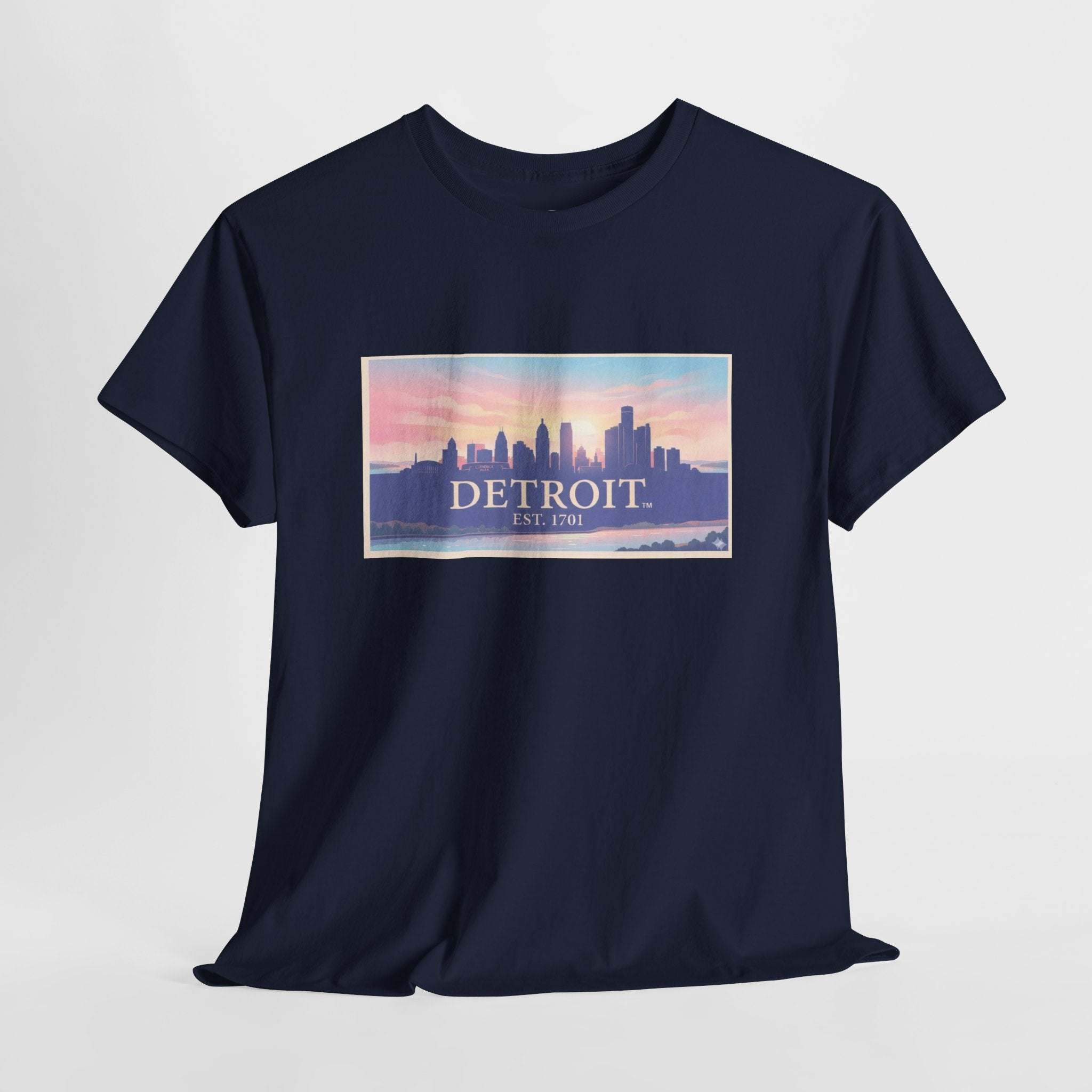 Women's Detroit Skyline T-Shirt – Pastel Sunset Cityscape
