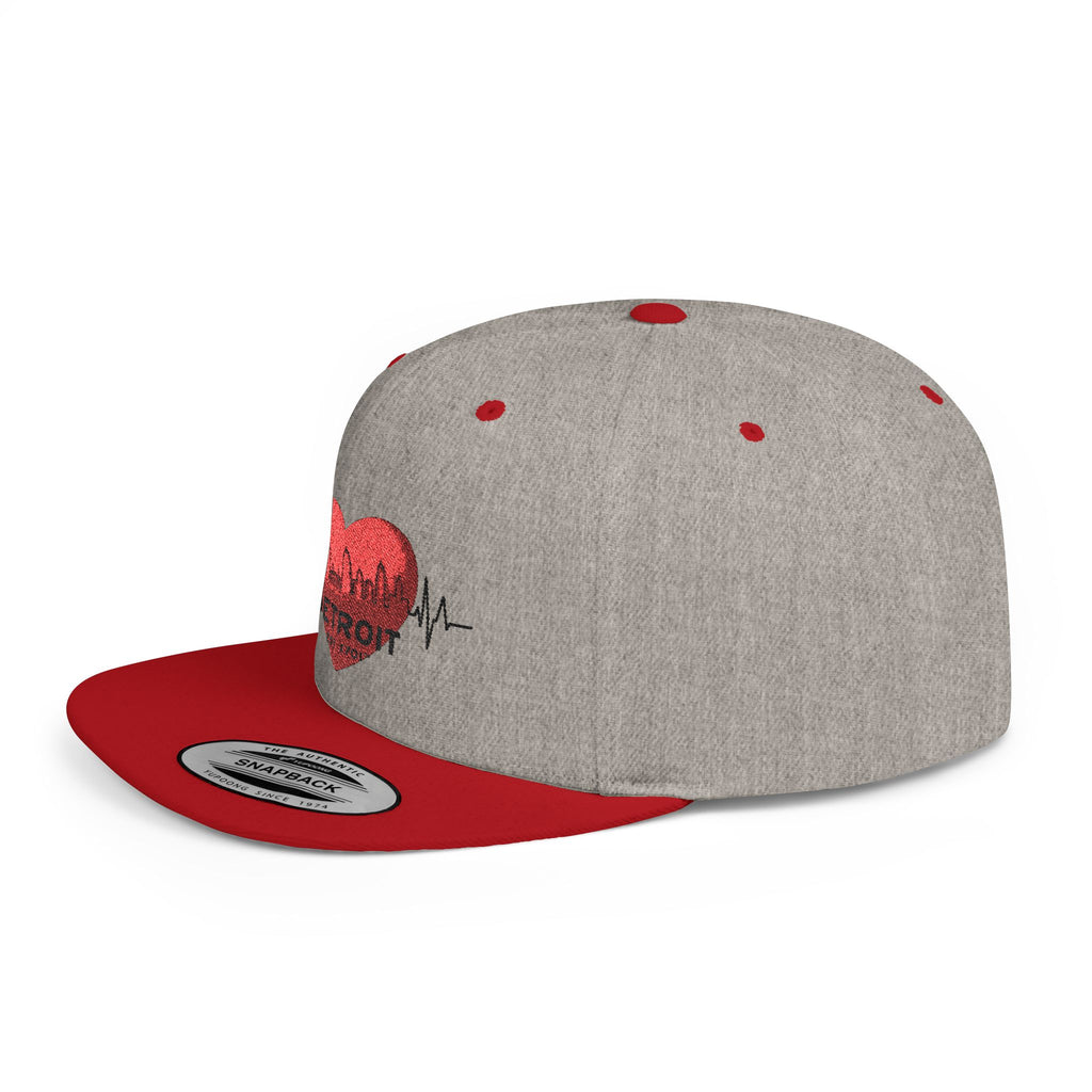 Detroit Heartbeat Snapback Hat — Embroidered City Heart Graphic