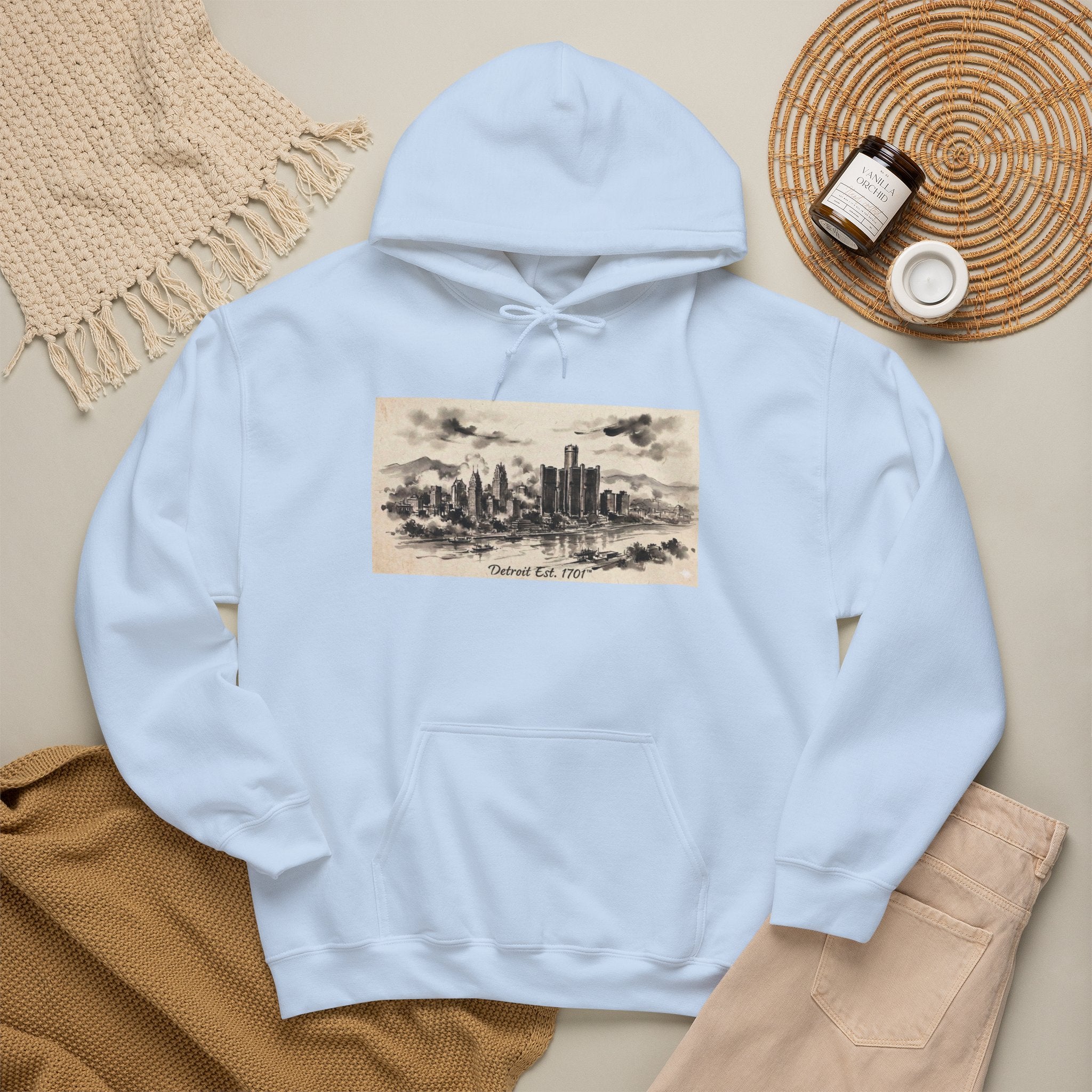 Detroit Pride Vintage Skyline Hoodie — "Detroit, Est. 1701" Pullover | Motor City Roots