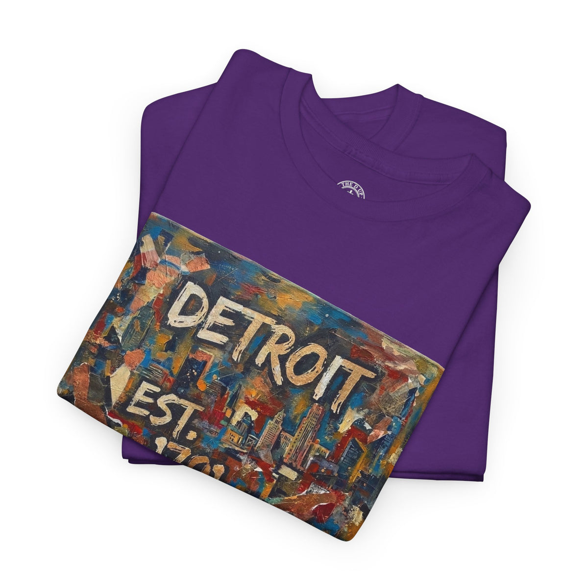 Detroit Abstract Painterly Mural T-Shirt — "DETROIT" Graphic Cotton Tee | Motor City Street Art