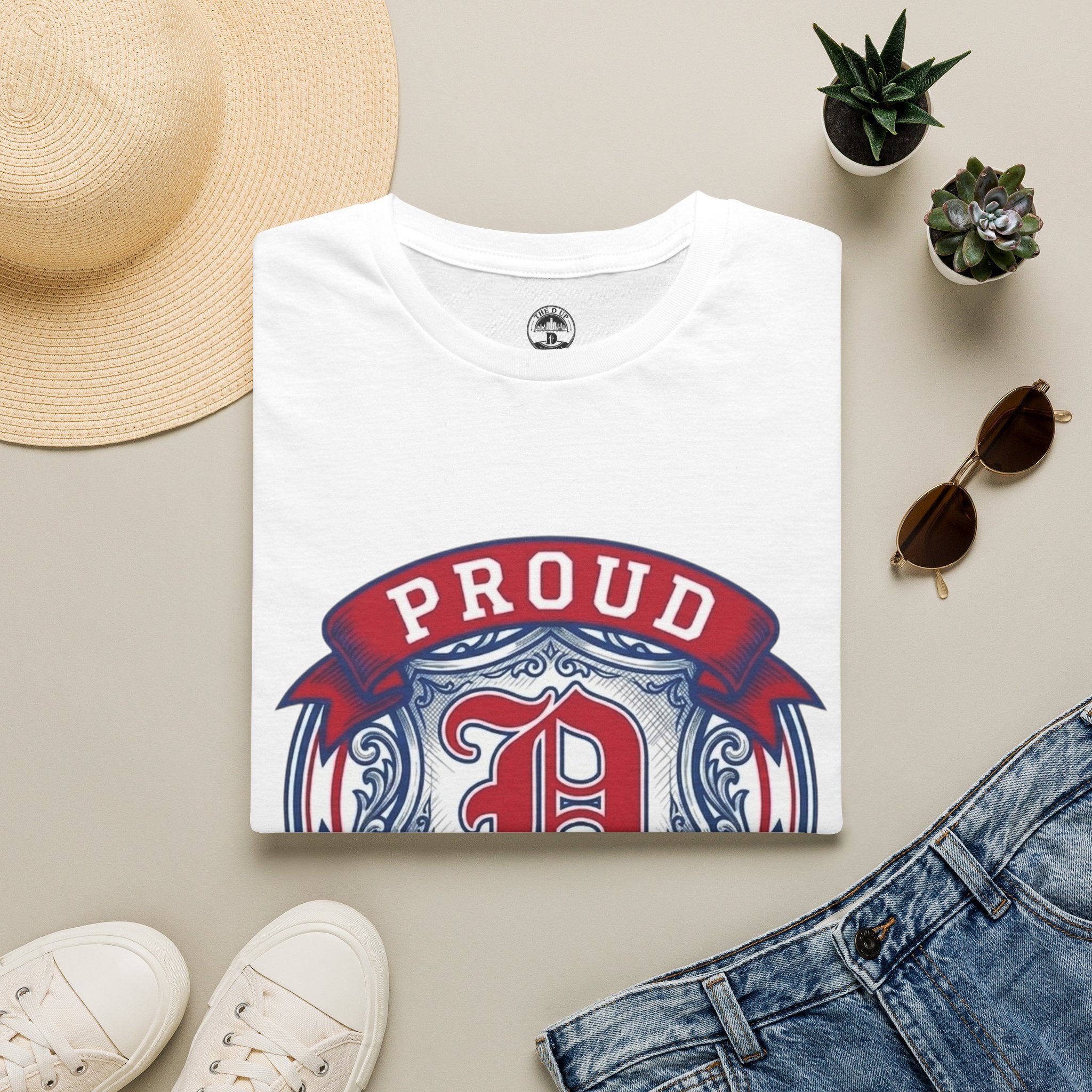 Detroit Pride "PROUD" Vintage Crest T-Shirt — Motor City Hometown Graphic Cotton Tee