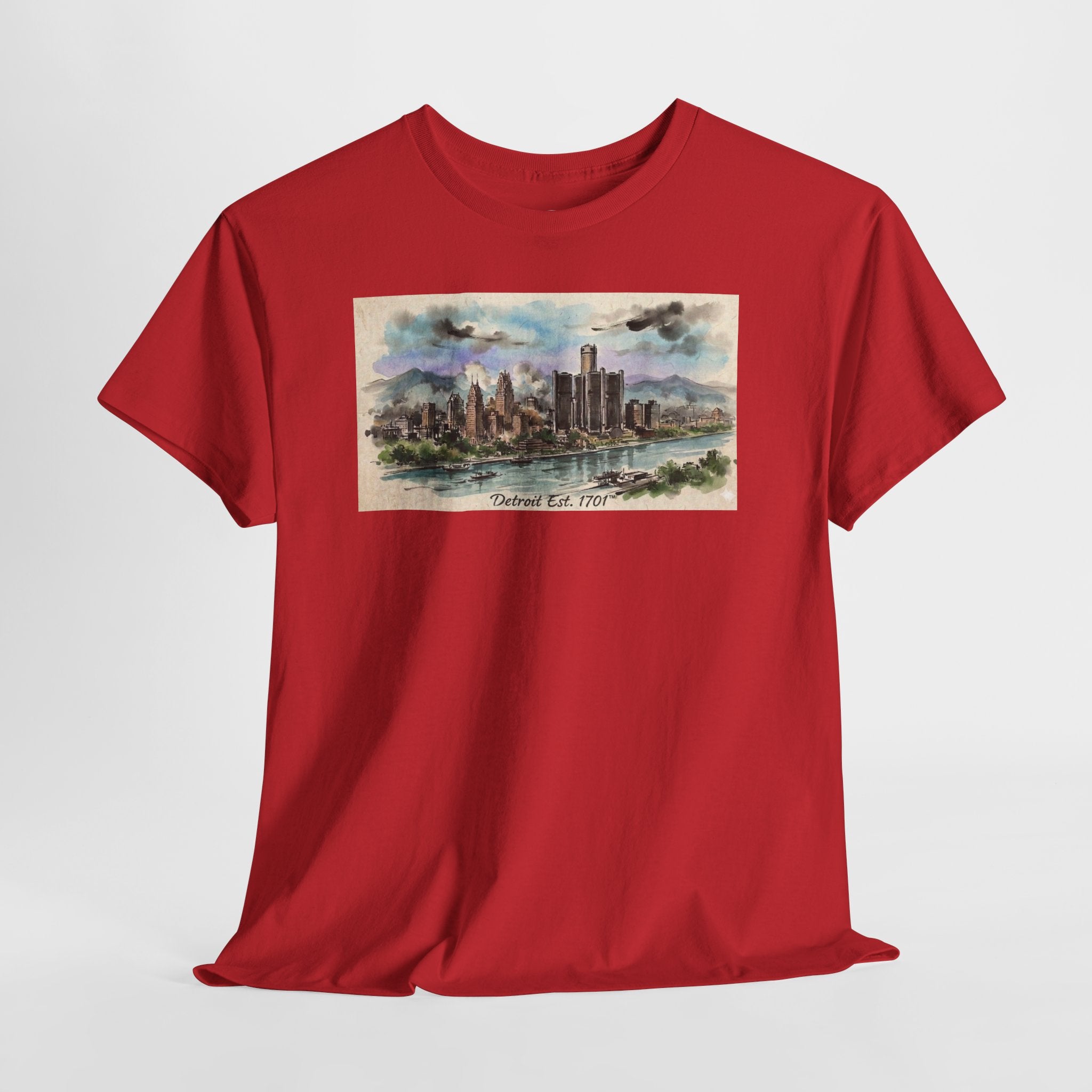 Women's City Skyline Tee — Detroit Est. 1701 Vintage Watercolor Graphic T-Shirt