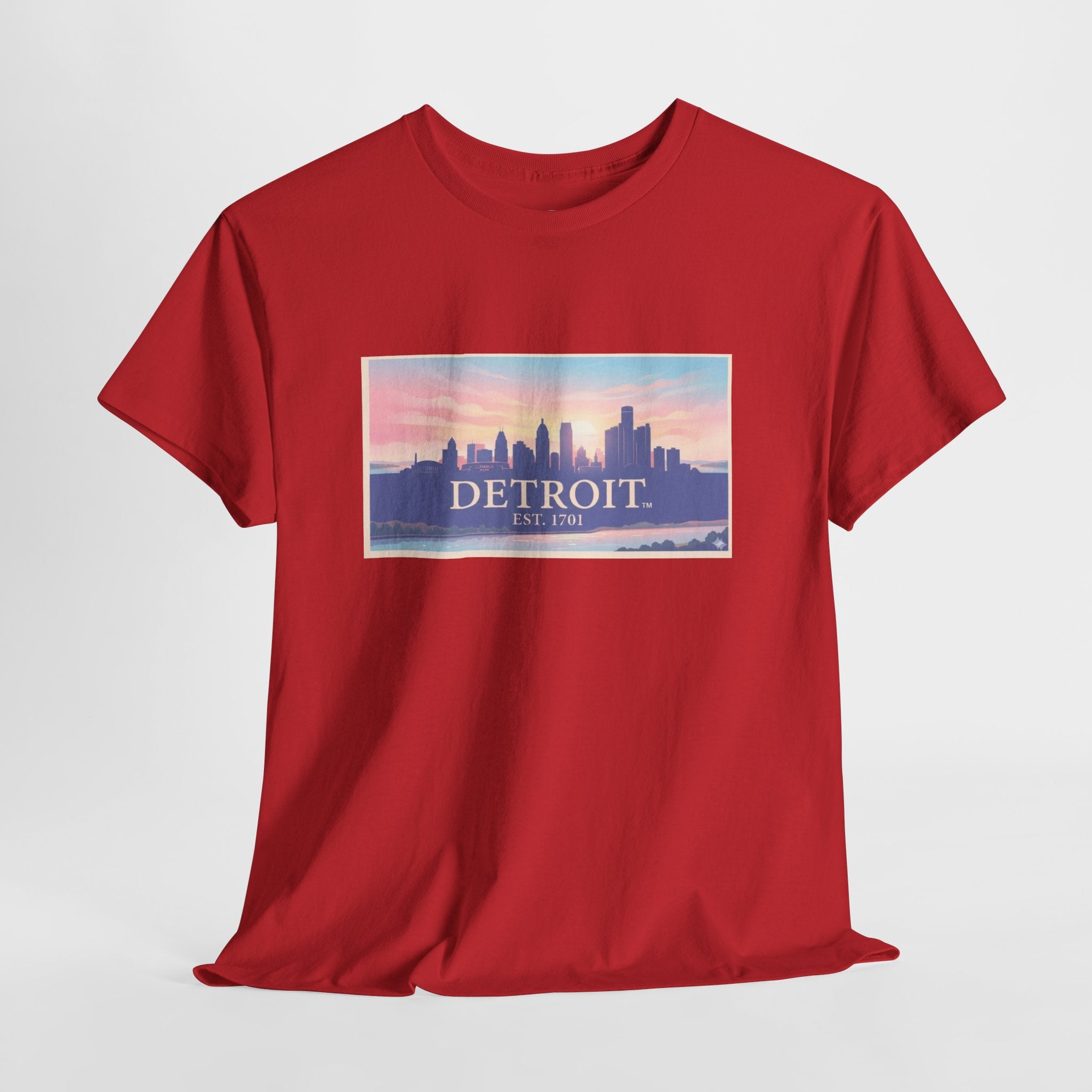 Women's Detroit Skyline T-Shirt – Pastel Sunset Cityscape