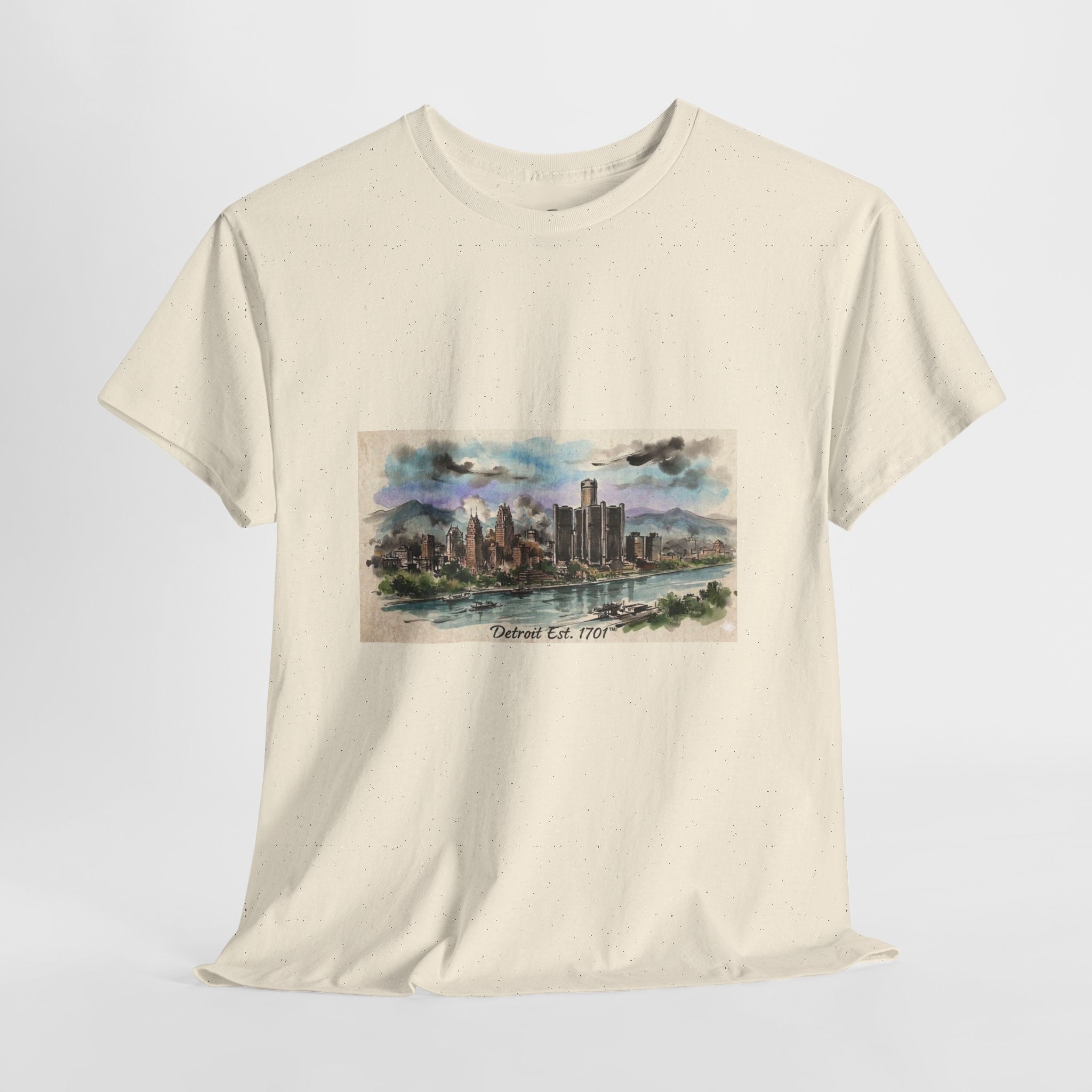 Women's City Skyline Tee — Detroit Est. 1701 Vintage Watercolor Graphic T-Shirt