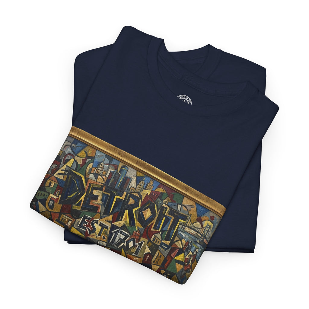 Men's Abstract Cubist Art T-Shirt — Framed Modern Painting Graphic(Unisex)