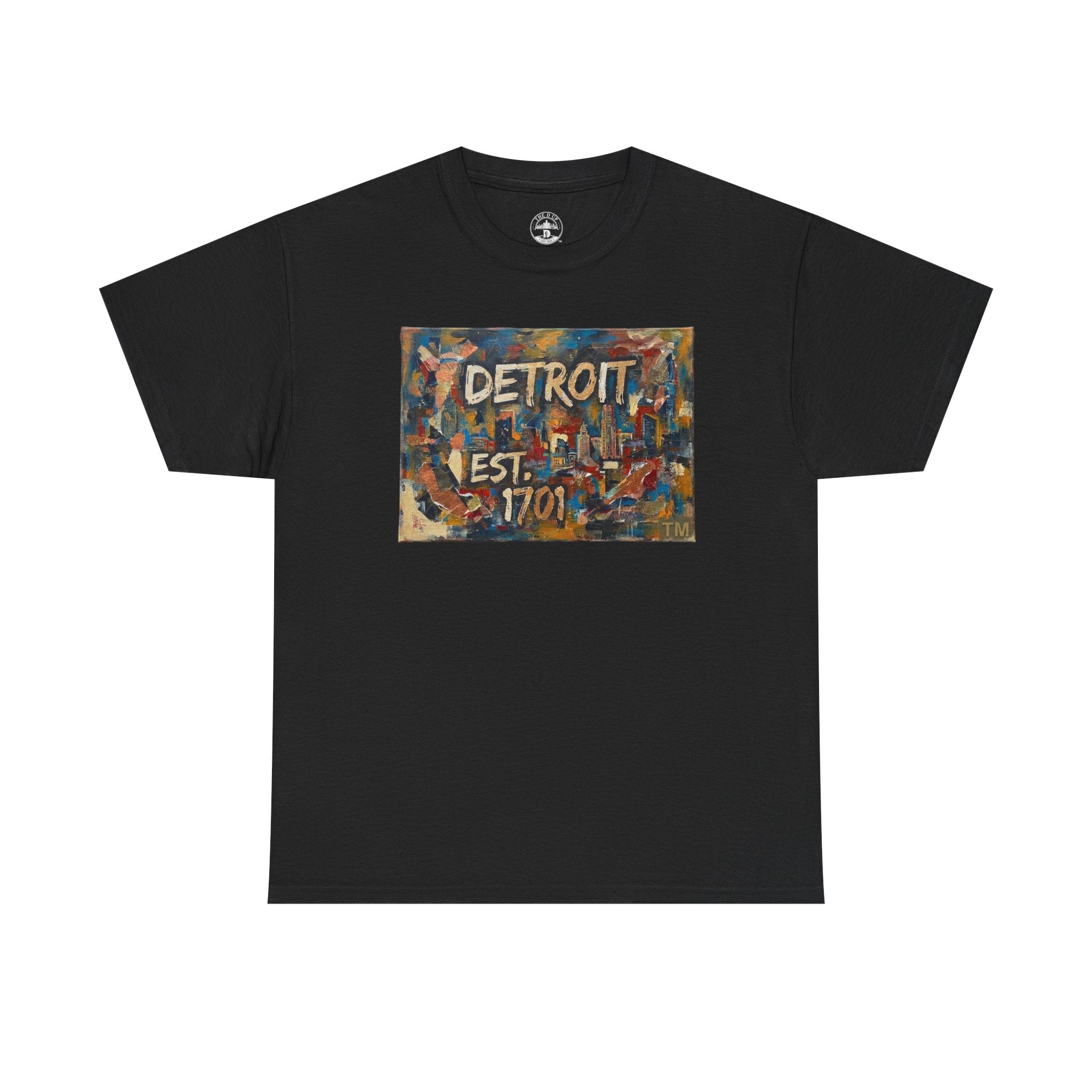 Detroit Abstract Painterly Mural T-Shirt — "DETROIT" Graphic Cotton Tee | Motor City Street Art
