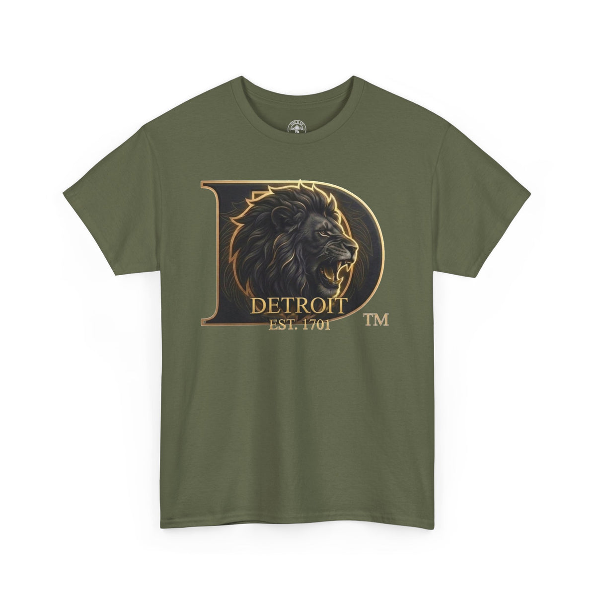 Men's Detroit Pride Lion D T Shirt — Gold Foil Monogram Detroit Lion Graphic(Unisex)