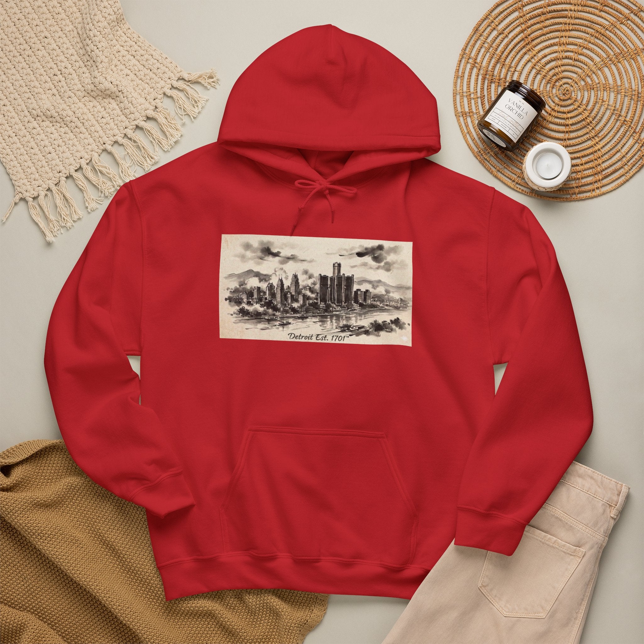 Detroit Pride Vintage Skyline Hoodie — "Detroit, Est. 1701" Pullover | Motor City Roots