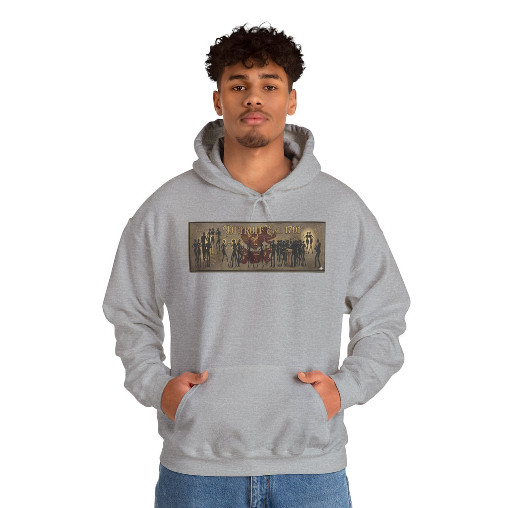 Detroit Pride Vintage Silhouette Artwork Hoodie — Motor City Midnight Graphic Pullover