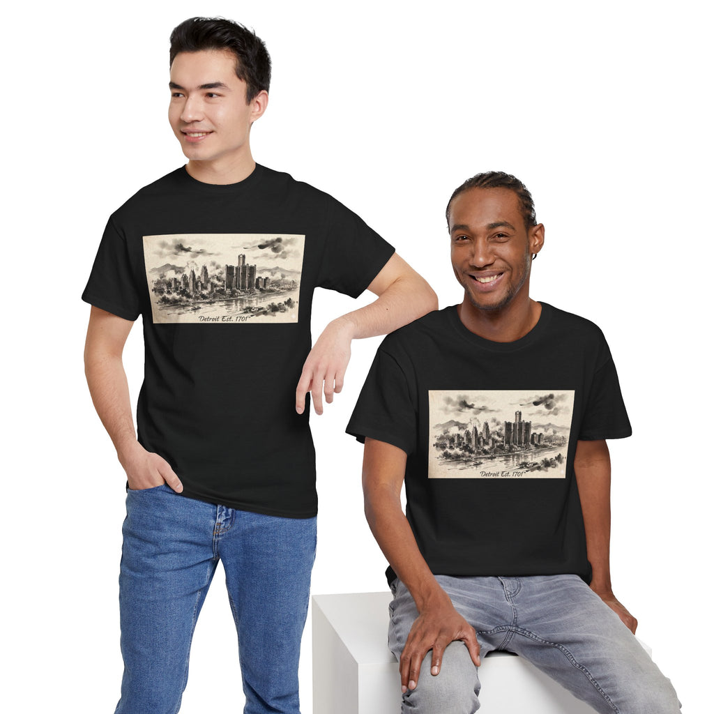 Detroit Pride Vintage Skyline Tee — "Detroit, Est. 1701" Cotton T-Shirt | Motor City Roots