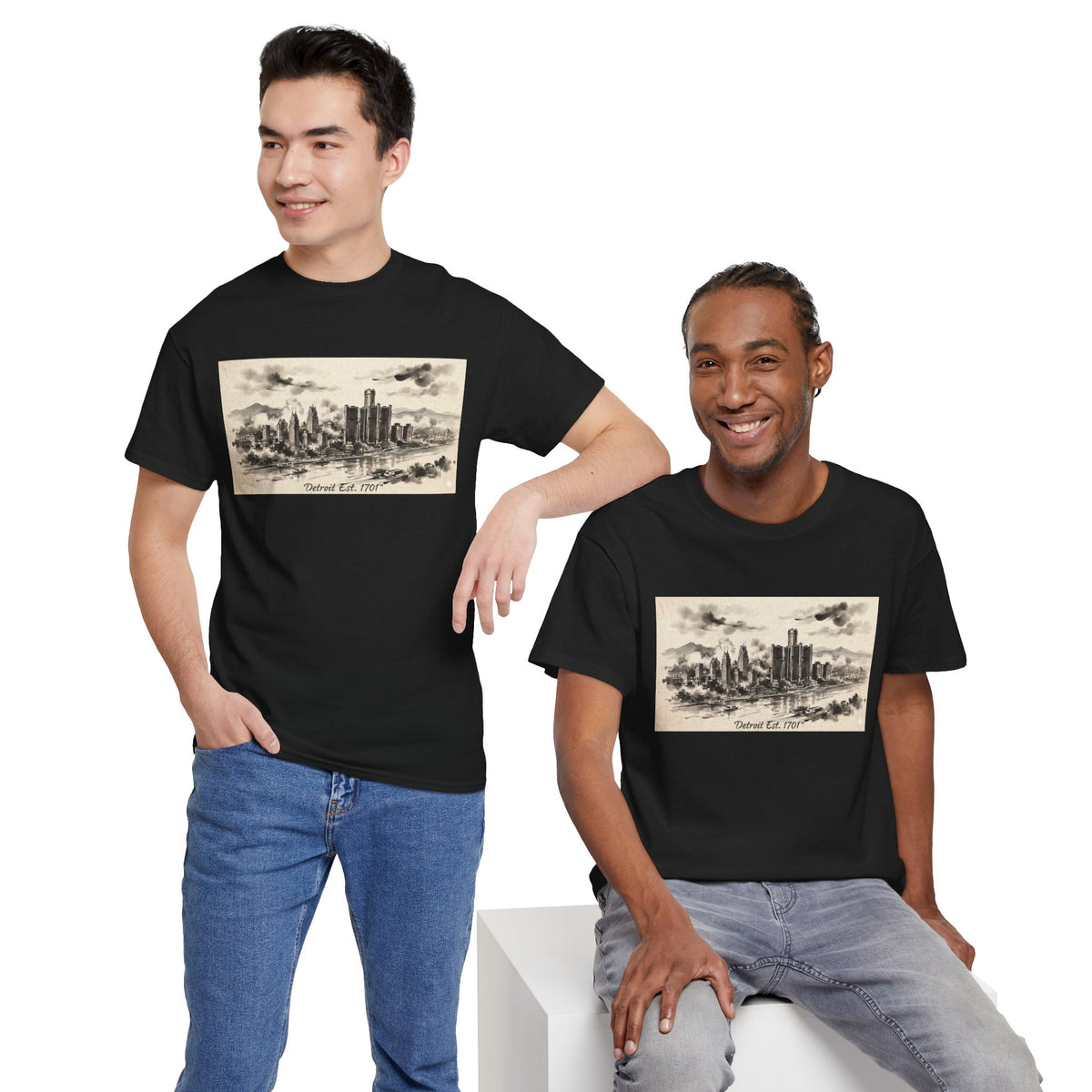 Detroit Pride Vintage Skyline Tee — "Detroit, Est. 1701" Cotton T-Shirt | Motor City Roots
