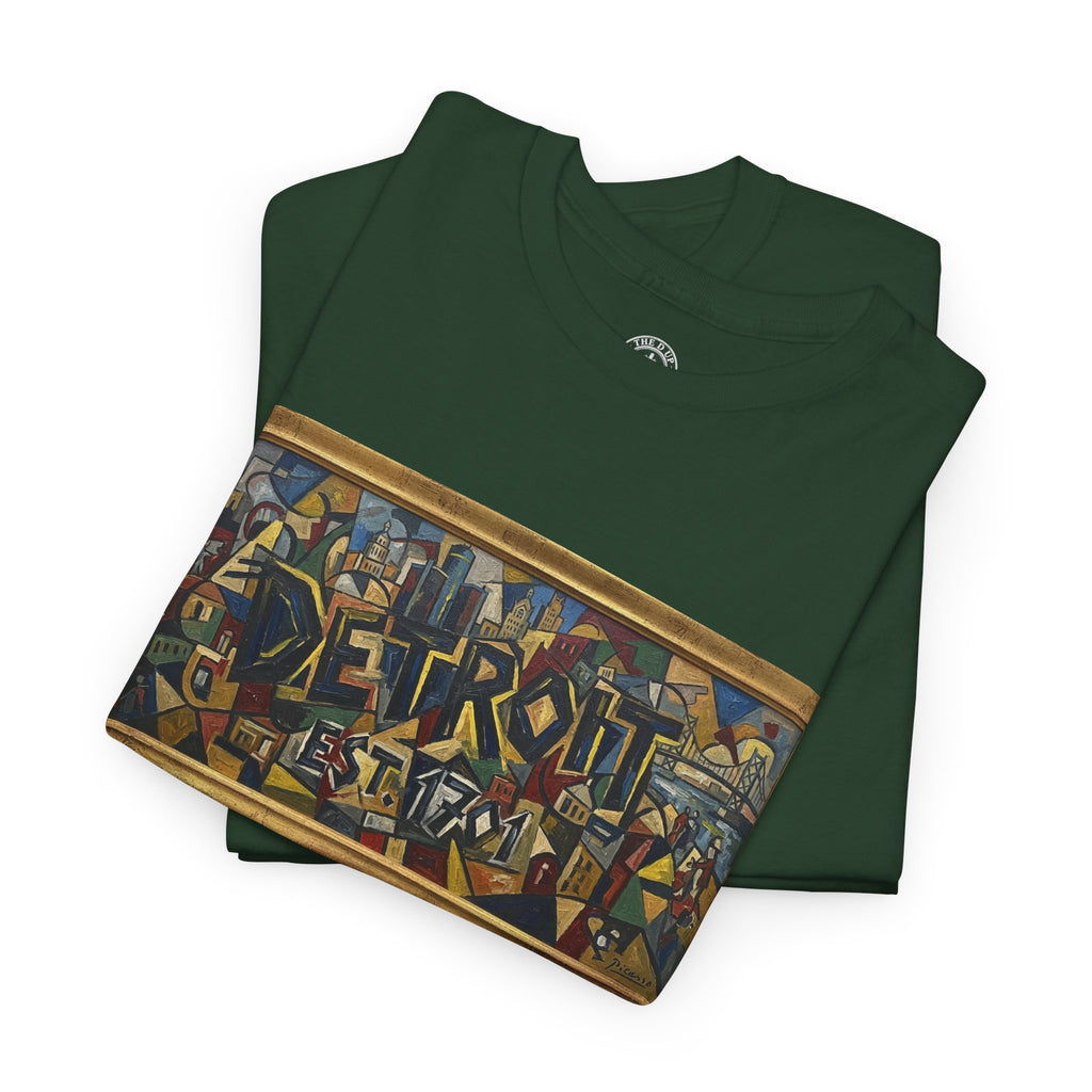 Men's Abstract Cubist Art T-Shirt — Framed Modern Painting Graphic(Unisex)