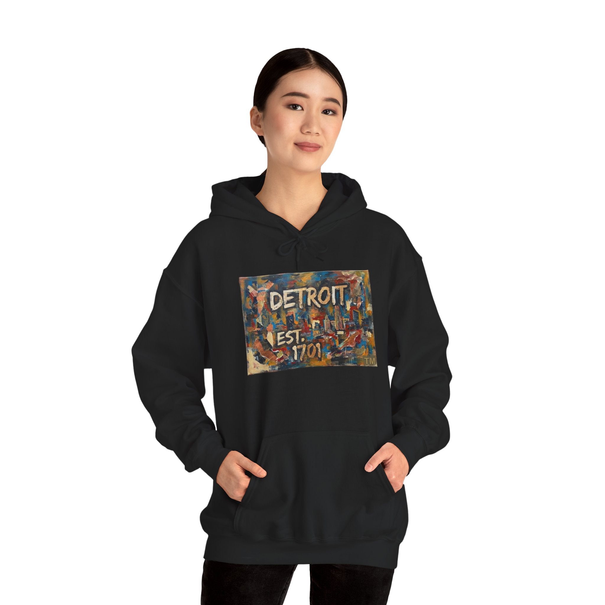 Detroit City Mural Hoodie — Abstract Painterly Graphic Pullover | Motor City Street Art
