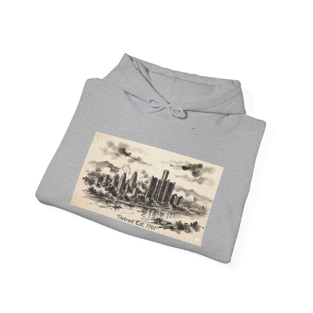 Detroit Pride Vintage Skyline Hoodie — "Detroit, Est. 1701" Pullover | Motor City Roots