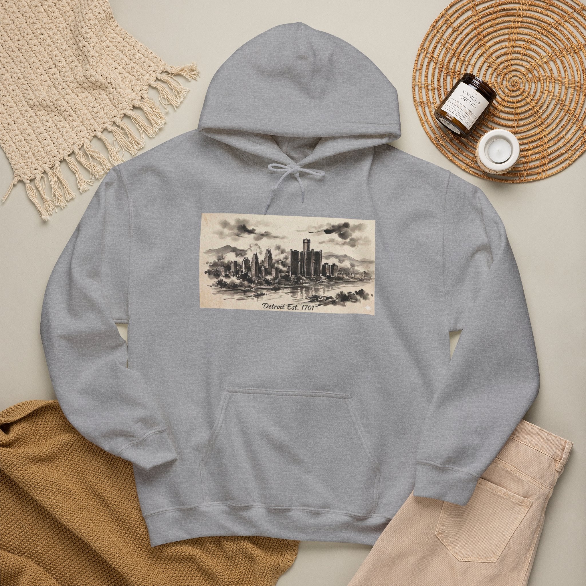 Detroit Pride Vintage Skyline Hoodie — "Detroit, Est. 1701" Pullover | Motor City Roots