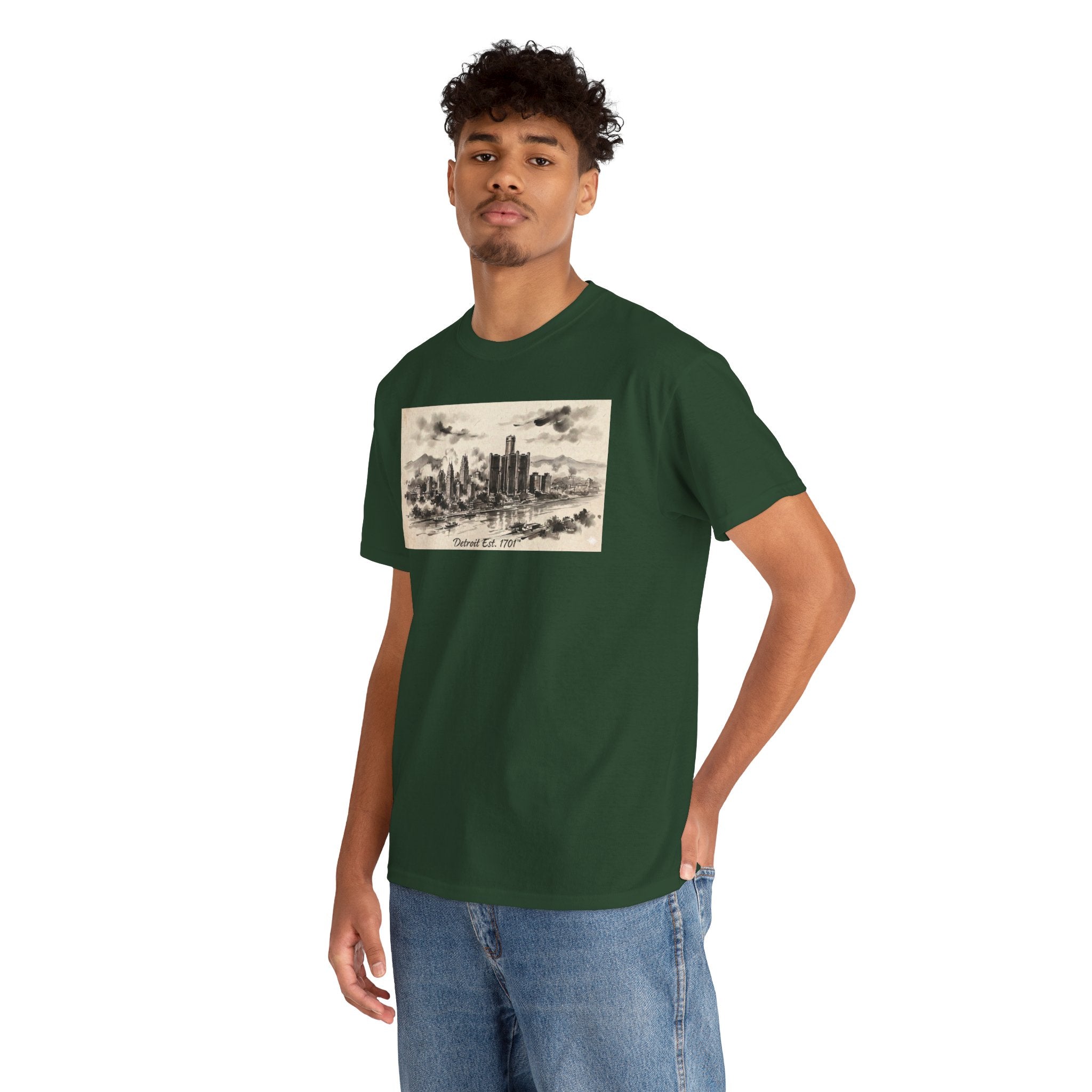 Detroit Pride Vintage Skyline Tee — "Detroit, Est. 1701" Cotton T-Shirt | Motor City Roots