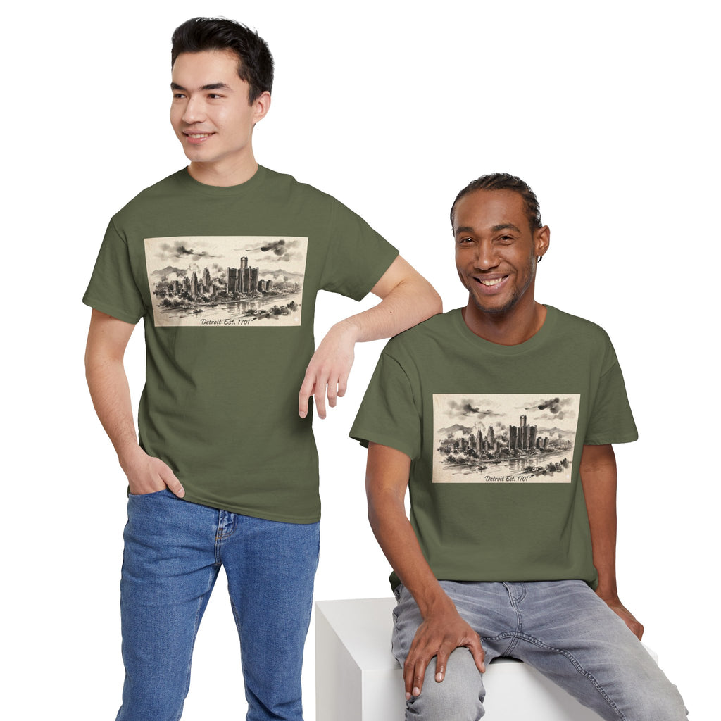 Detroit Pride Vintage Skyline Tee — "Detroit, Est. 1701" Cotton T-Shirt | Motor City Roots