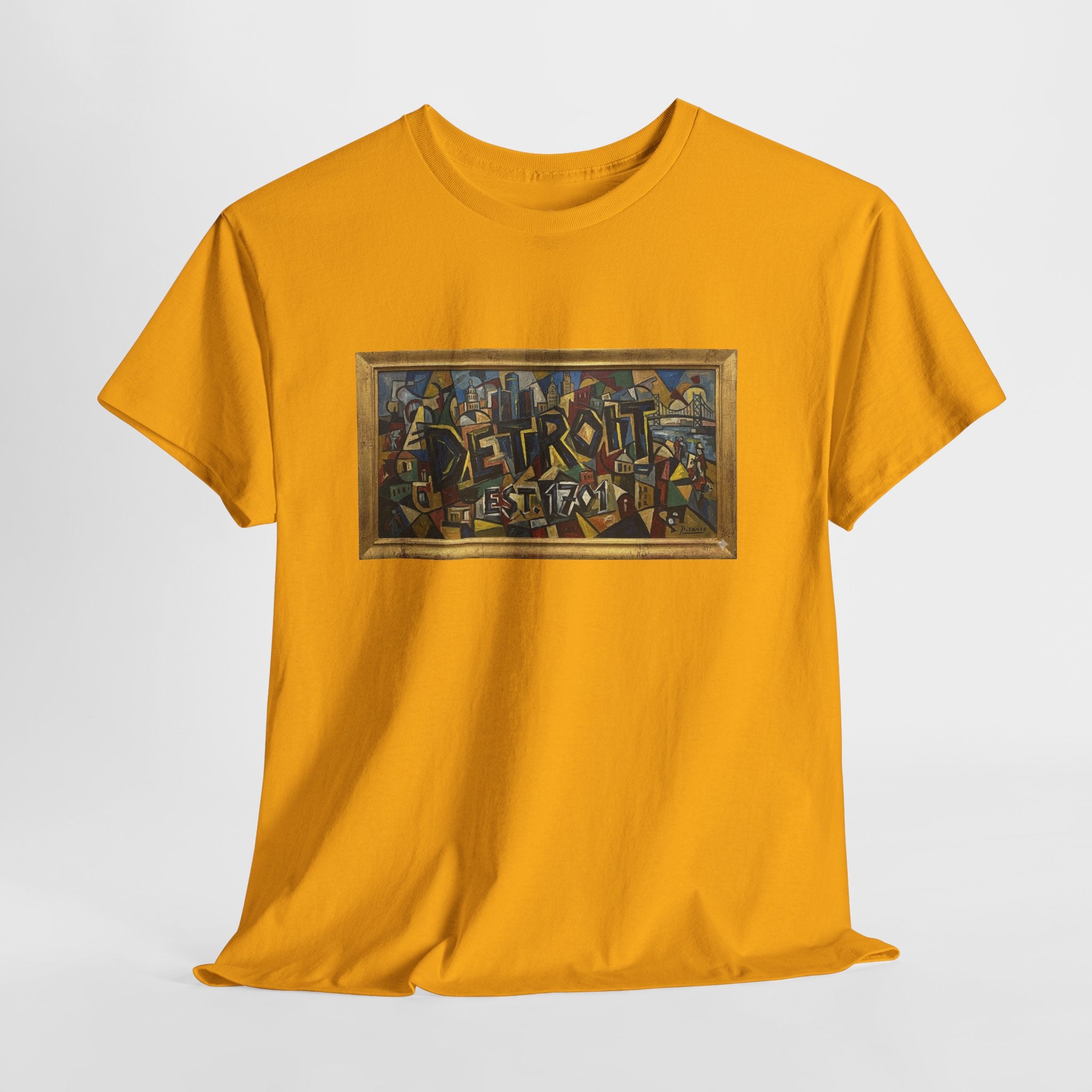 Men's Abstract Cubist Art T-Shirt — Framed Modern Painting Graphic(Unisex)