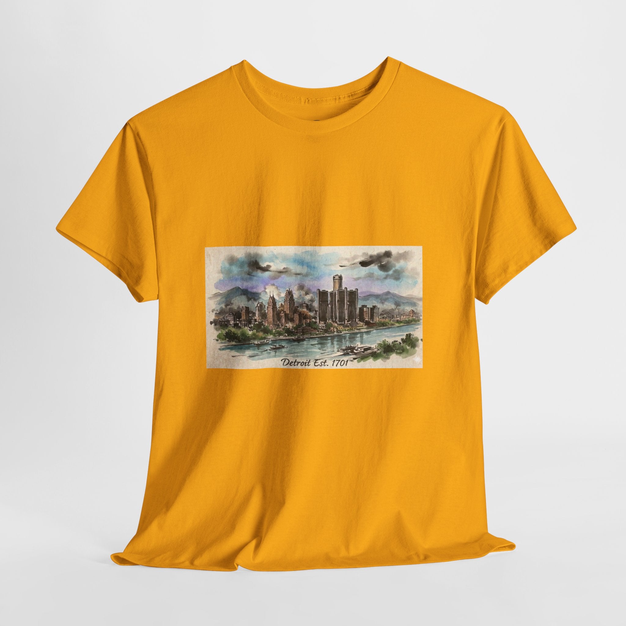 Women's City Skyline Tee — Detroit Est. 1701 Vintage Watercolor Graphic T-Shirt