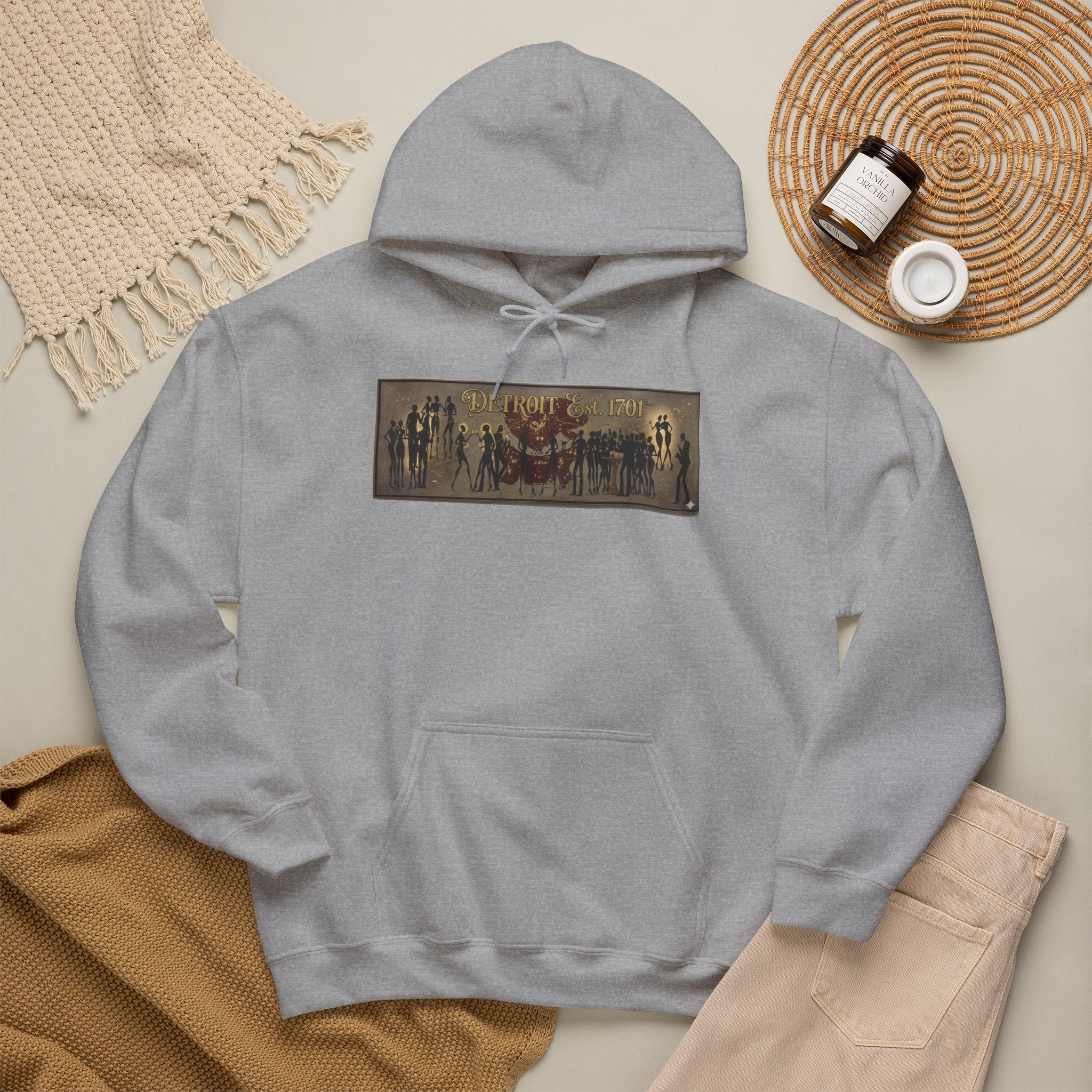 Detroit Pride Vintage Silhouette Artwork Hoodie — Motor City Midnight Graphic Pullover