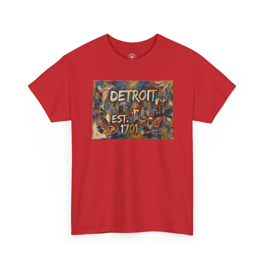 Detroit Abstract Painterly Mural T-Shirt — "DETROIT" Graphic Cotton Tee | Motor City Street Art