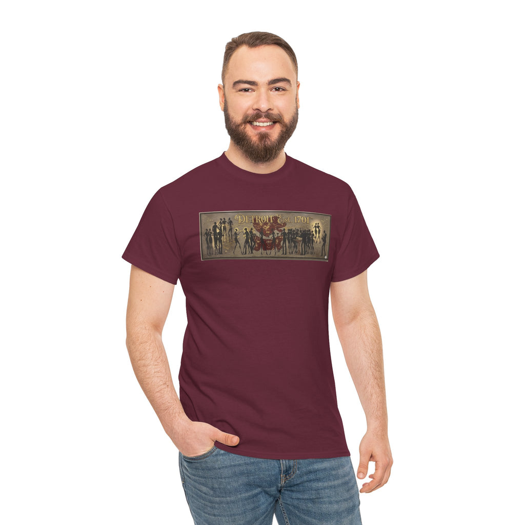 Detroit Pride Vintage Silhouette Artwork Tee — Motor City Midnight Graphic Cotton T-Shirt