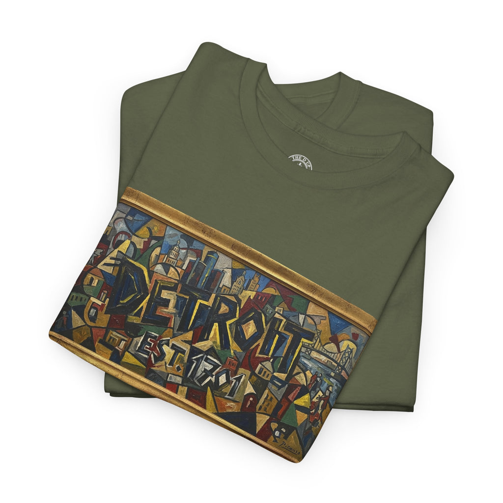 Men's Abstract Cubist Art T-Shirt — Framed Modern Painting Graphic(Unisex)