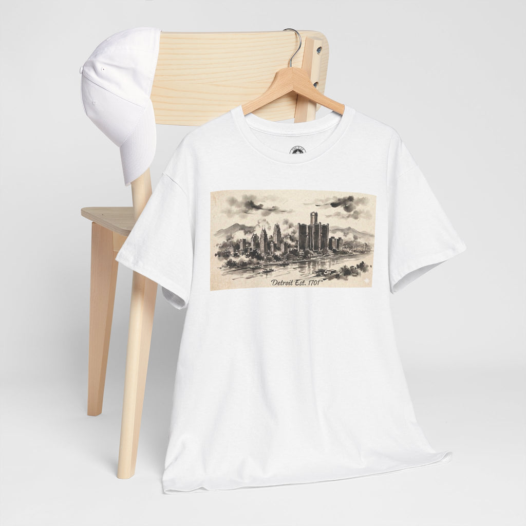 Detroit Pride Vintage Skyline Tee — "Detroit, Est. 1701" Cotton T-Shirt | Motor City Roots