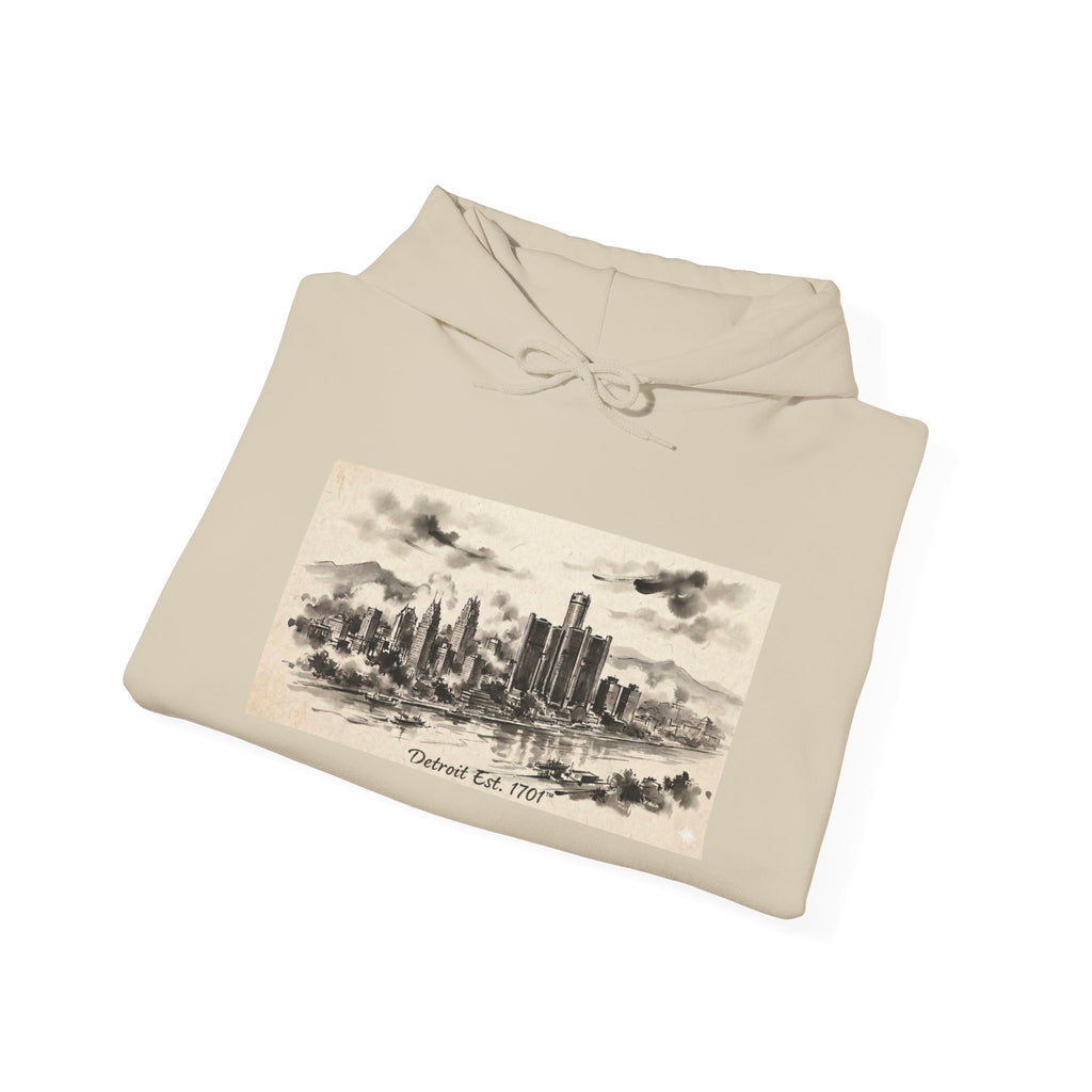 Detroit Pride Vintage Skyline Hoodie — "Detroit, Est. 1701" Pullover | Motor City Roots