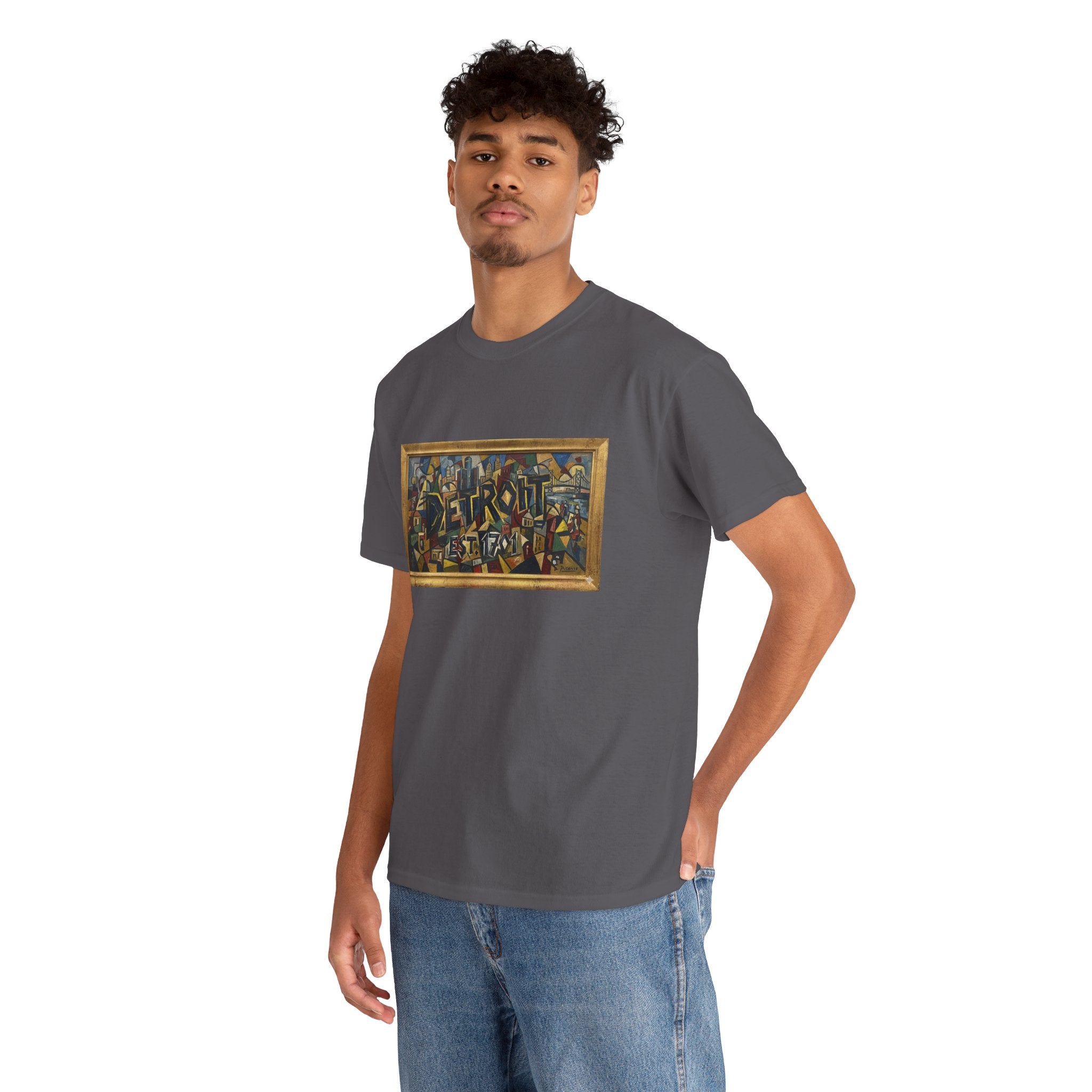 Men's Abstract Cubist Art T-Shirt — Framed Modern Painting Graphic(Unisex)