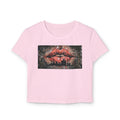 Women's Detroit Peach Lips Crop Baby Tee — Graffiti Skyline Graphic