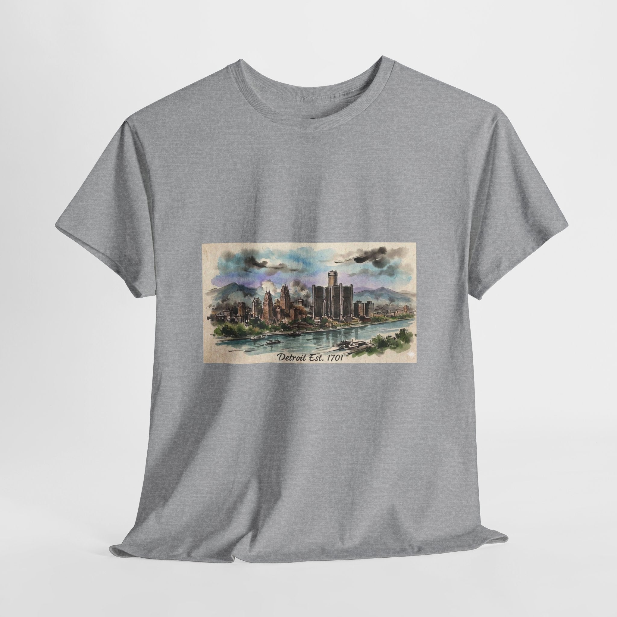 Women's City Skyline Tee — Detroit Est. 1701 Vintage Watercolor Graphic T-Shirt