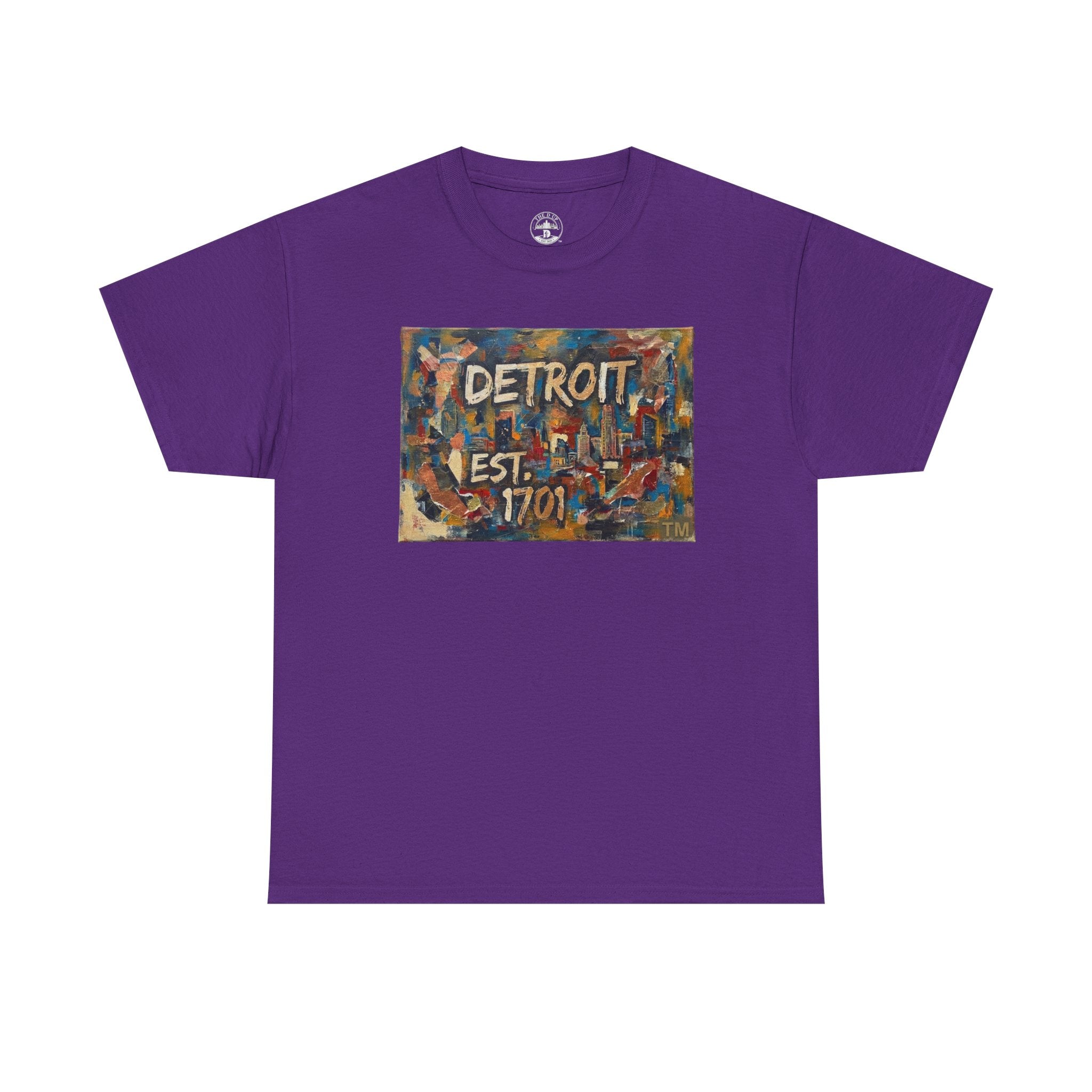 Detroit Abstract Painterly Mural T-Shirt — "DETROIT" Graphic Cotton Tee | Motor City Street Art
