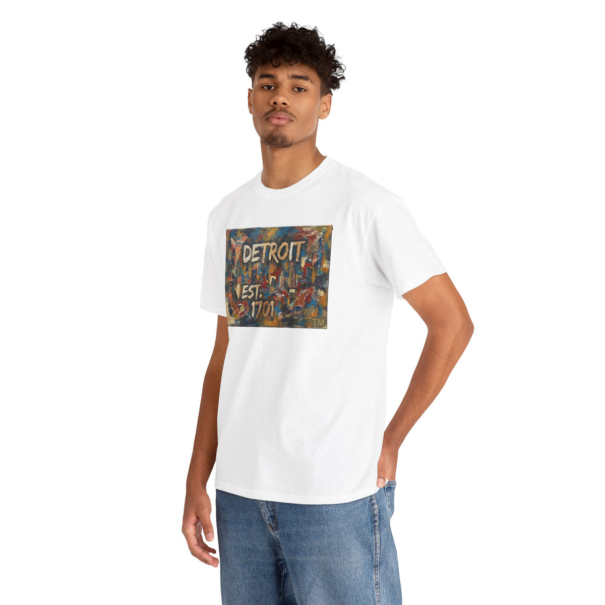 Detroit Abstract Painterly Mural T-Shirt — "DETROIT" Graphic Cotton Tee | Motor City Street Art