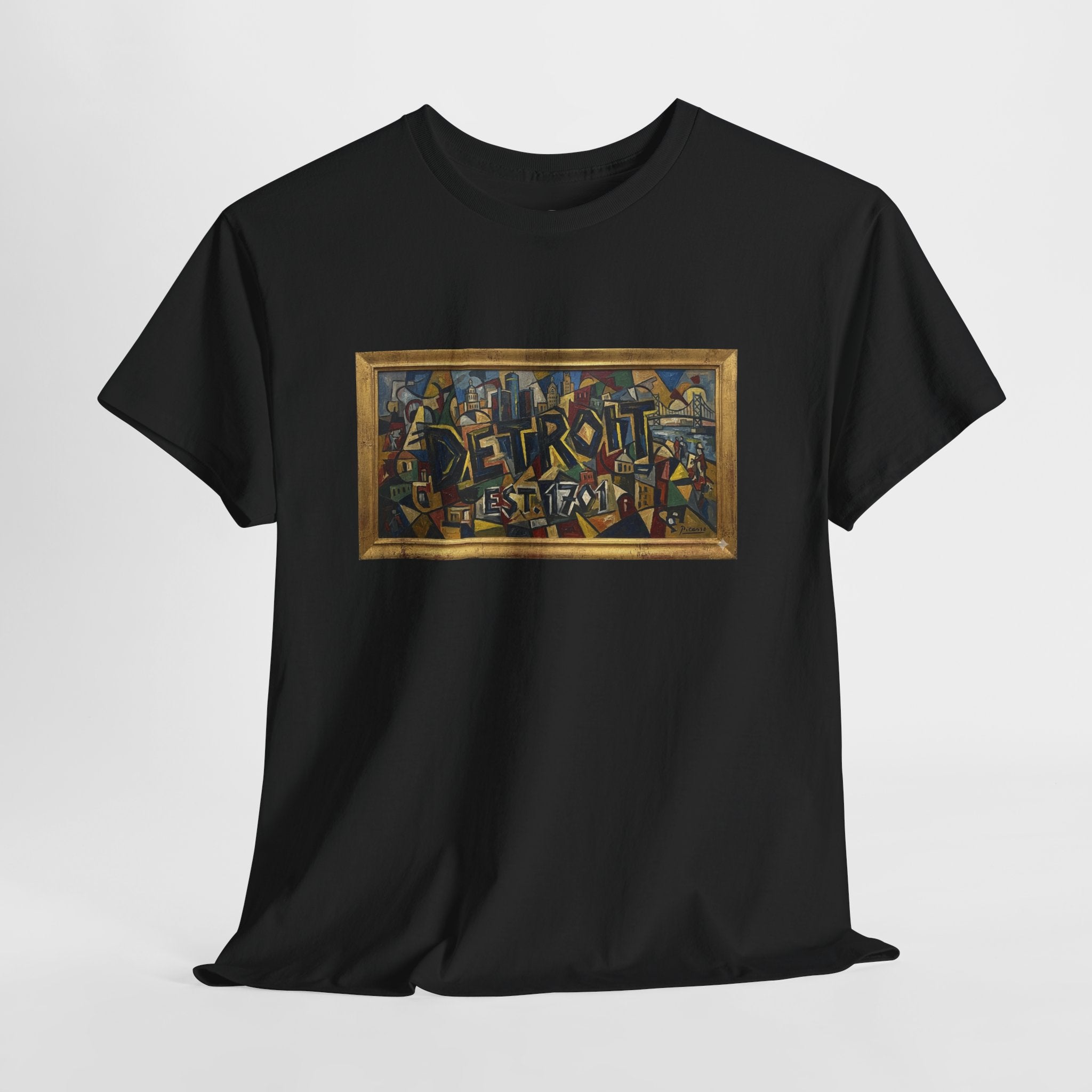 Men's Abstract Cubist Art T-Shirt — Framed Modern Painting Graphic(Unisex)