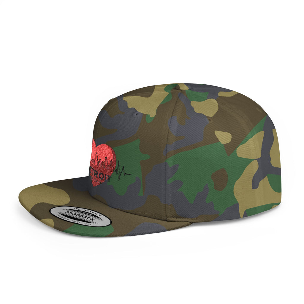 Detroit Heartbeat Snapback Hat — Embroidered City Heart Graphic