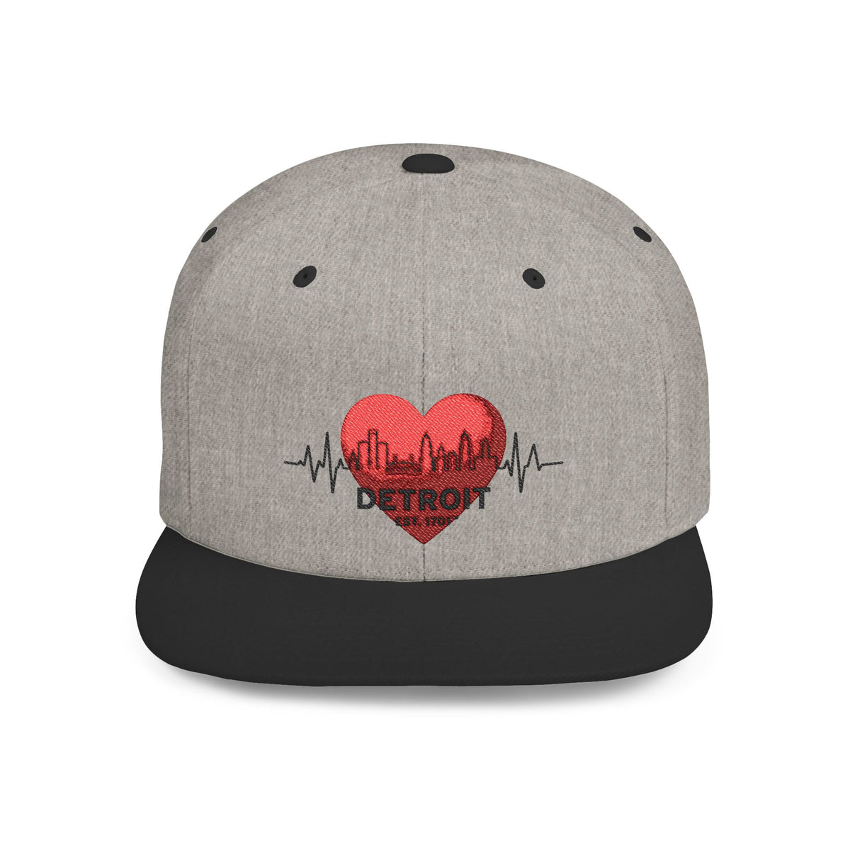 Detroit Heartbeat Snapback Hat — Embroidered City Heart Graphic