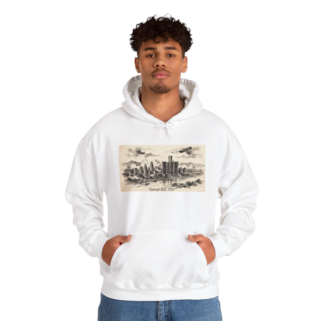 Detroit Pride Vintage Skyline Hoodie — "Detroit, Est. 1701" Pullover | Motor City Roots