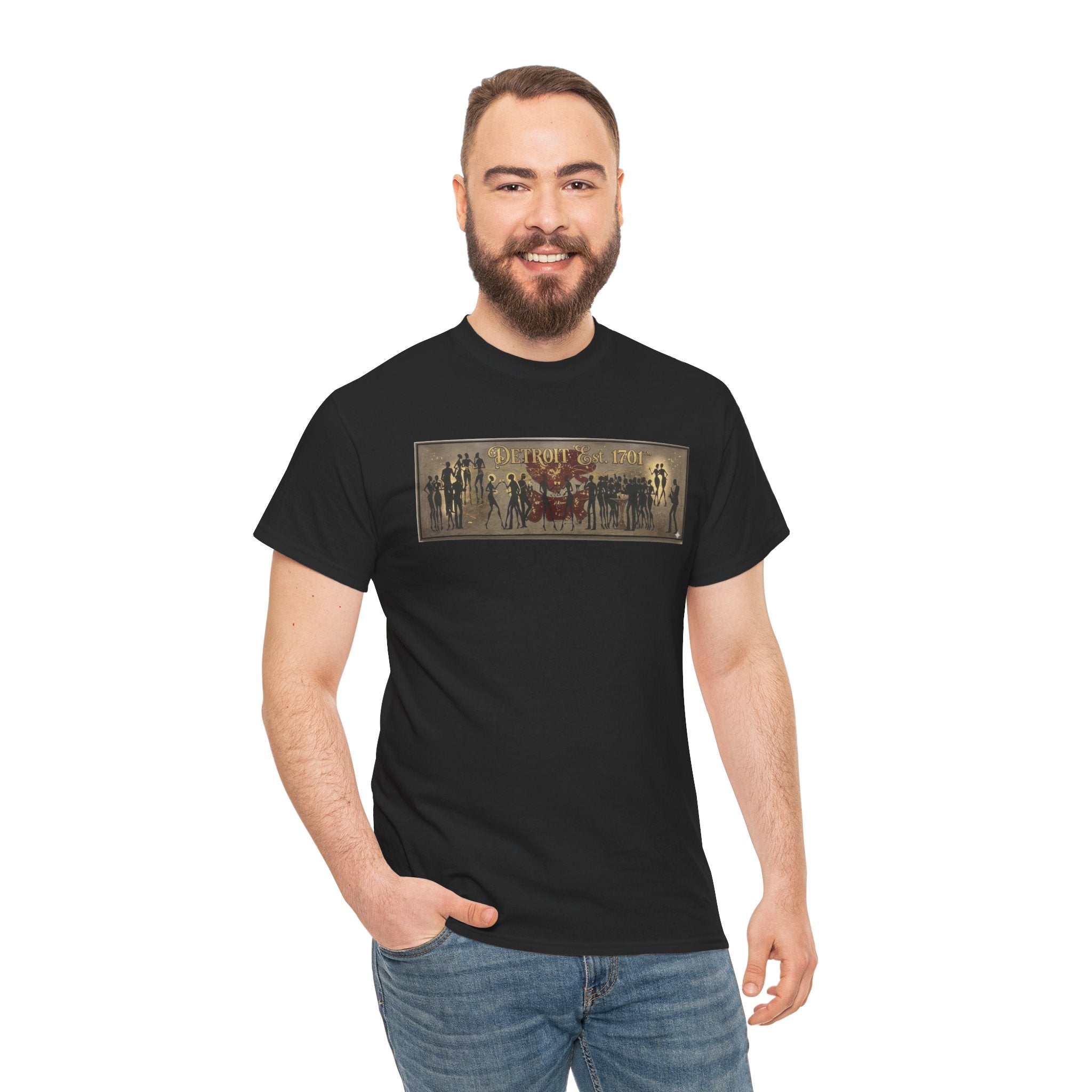 Detroit Pride Vintage Silhouette Artwork Tee — Motor City Midnight Graphic Cotton T-Shirt