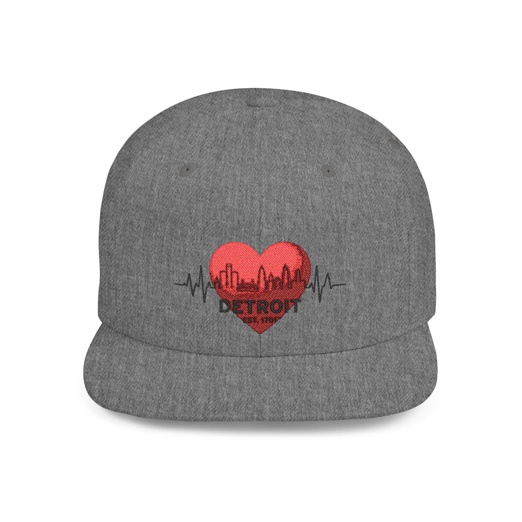 Detroit Heartbeat Snapback Hat — Embroidered City Heart Graphic