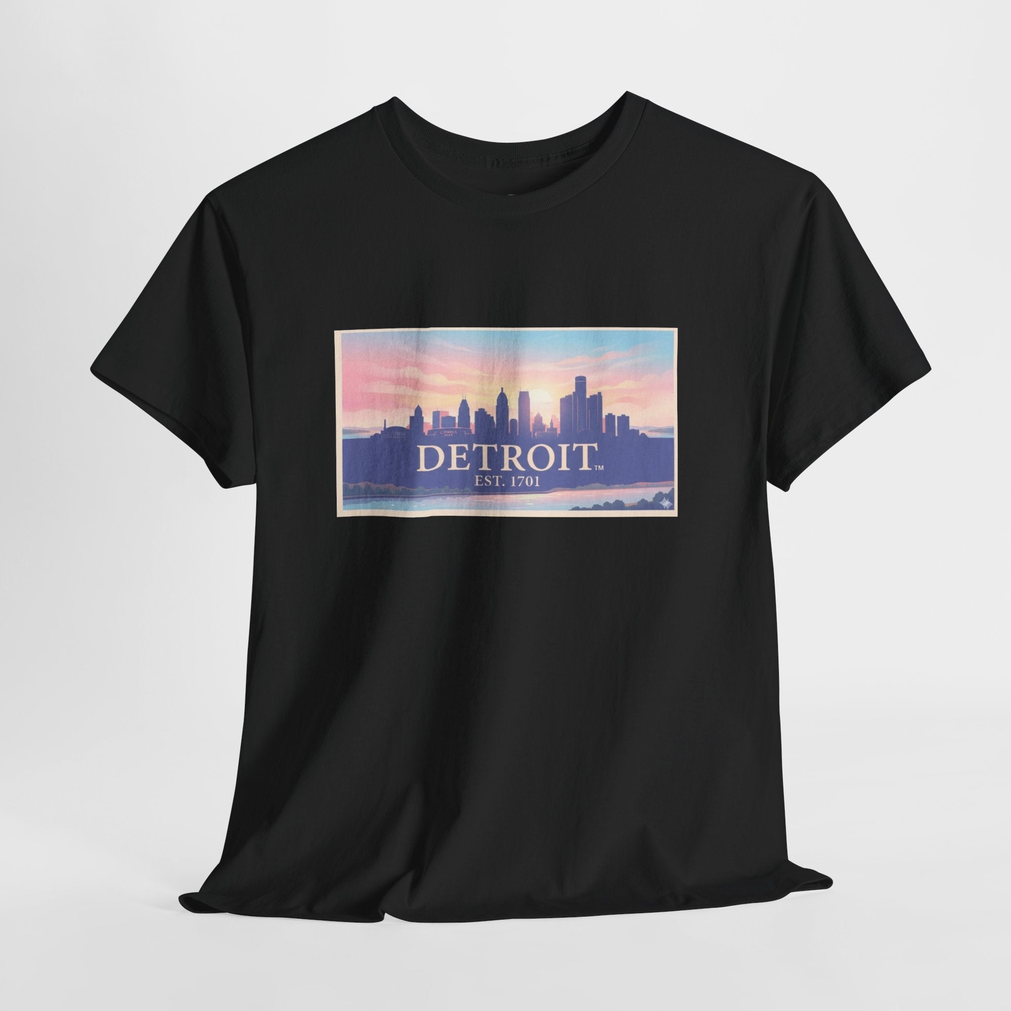 Women's Detroit Skyline T-Shirt – Pastel Sunset Cityscape