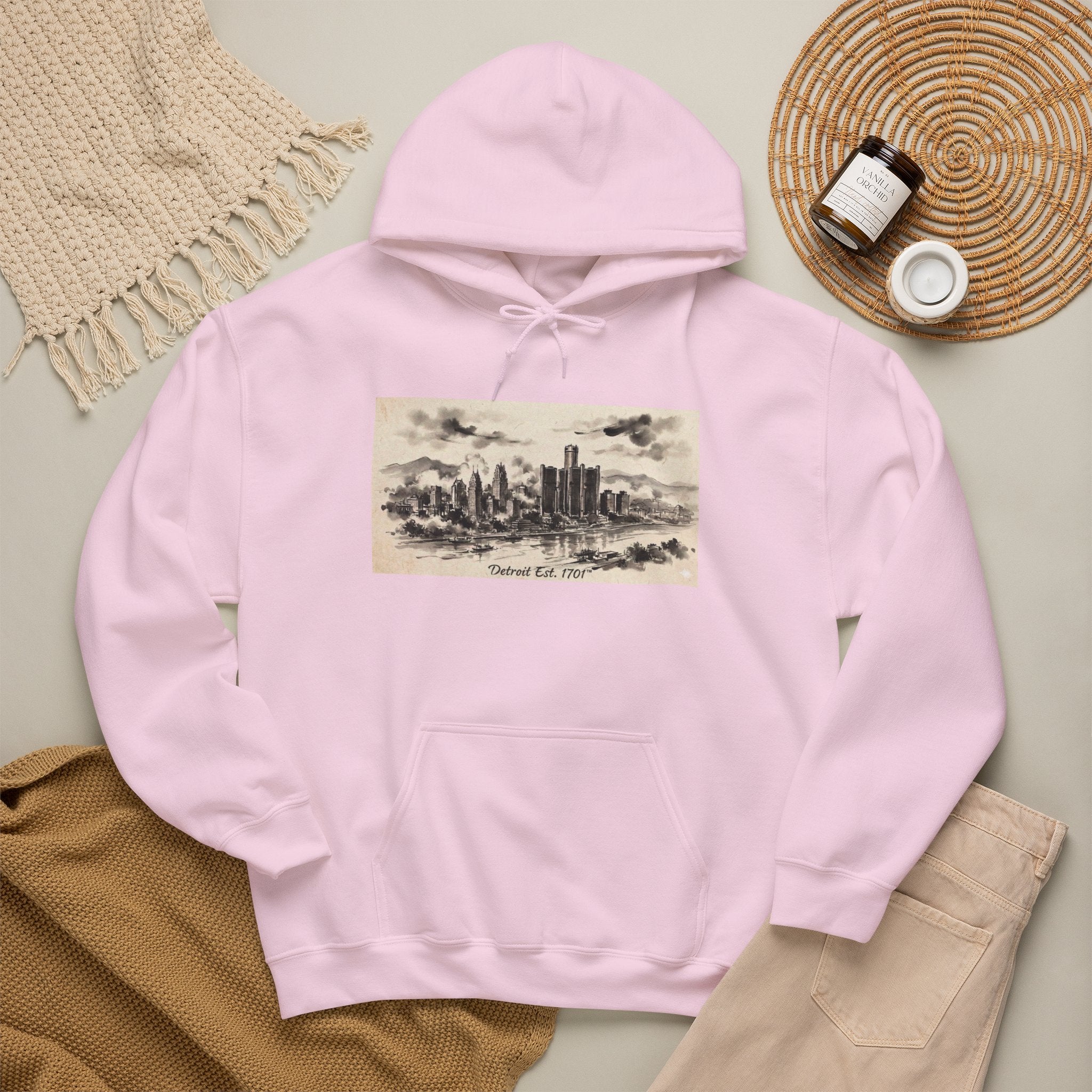 Detroit Pride Vintage Skyline Hoodie — "Detroit, Est. 1701" Pullover | Motor City Roots