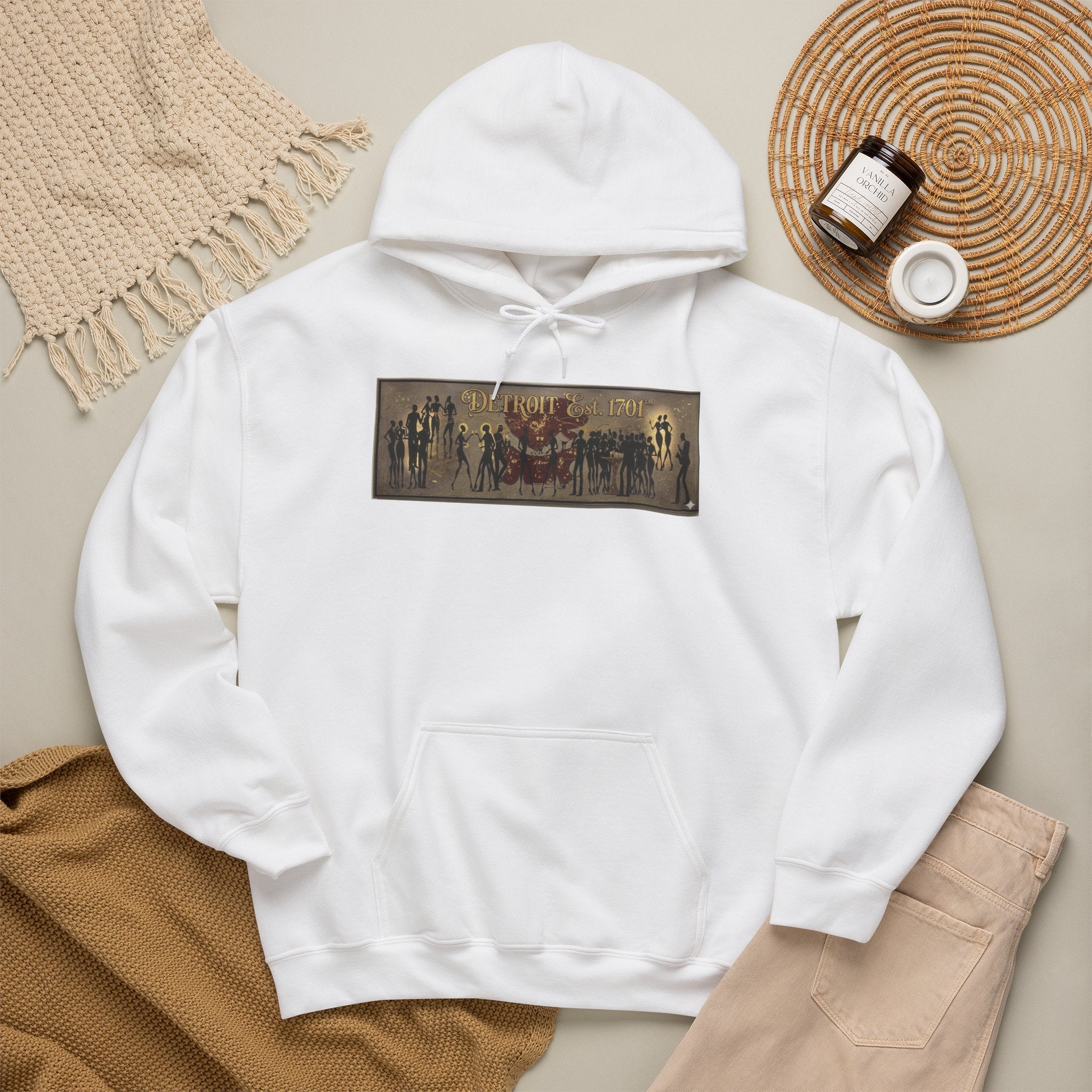 Detroit Pride Vintage Silhouette Artwork Hoodie — Motor City Midnight Graphic Pullover