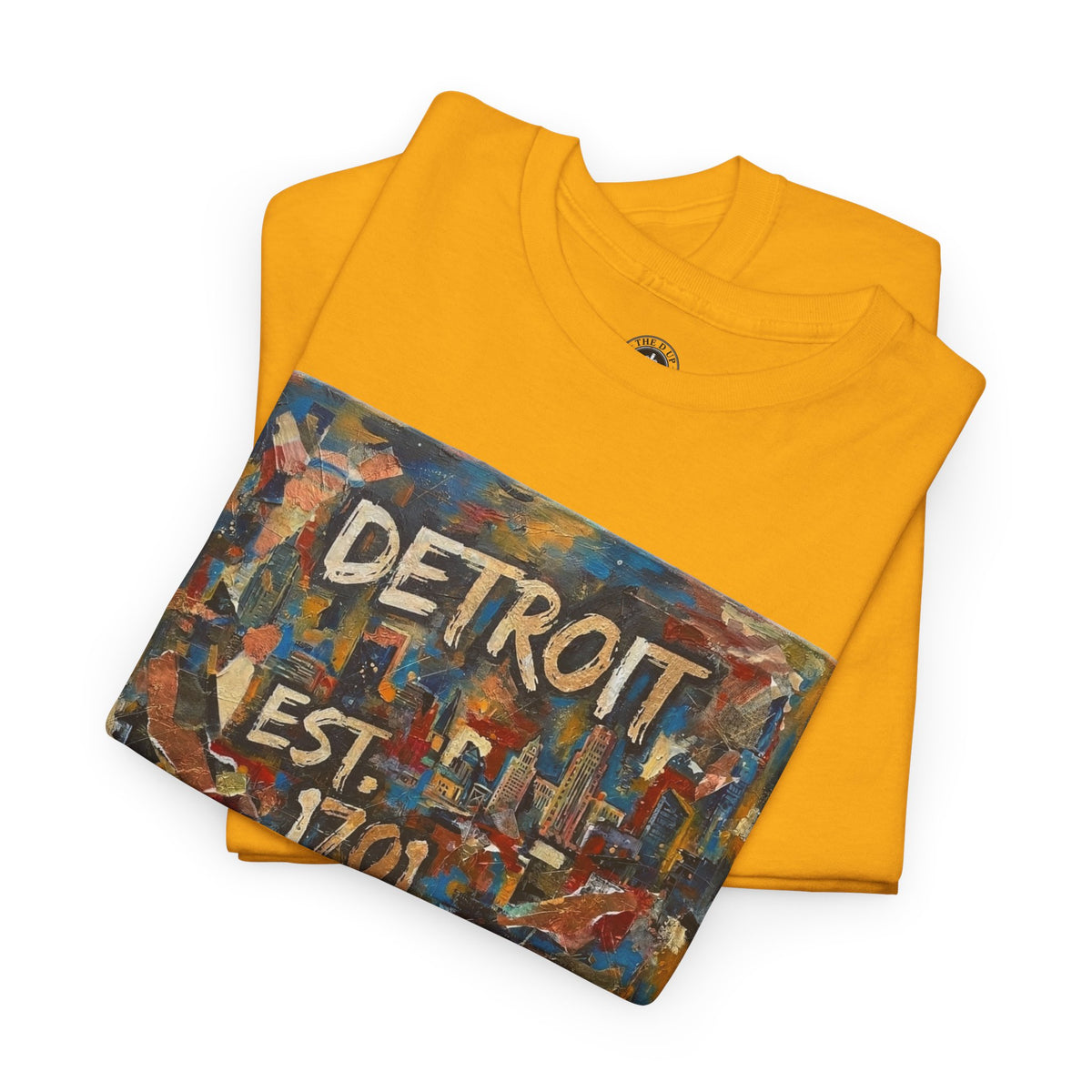Detroit Abstract Painterly Mural T-Shirt — "DETROIT" Graphic Cotton Tee | Motor City Street Art