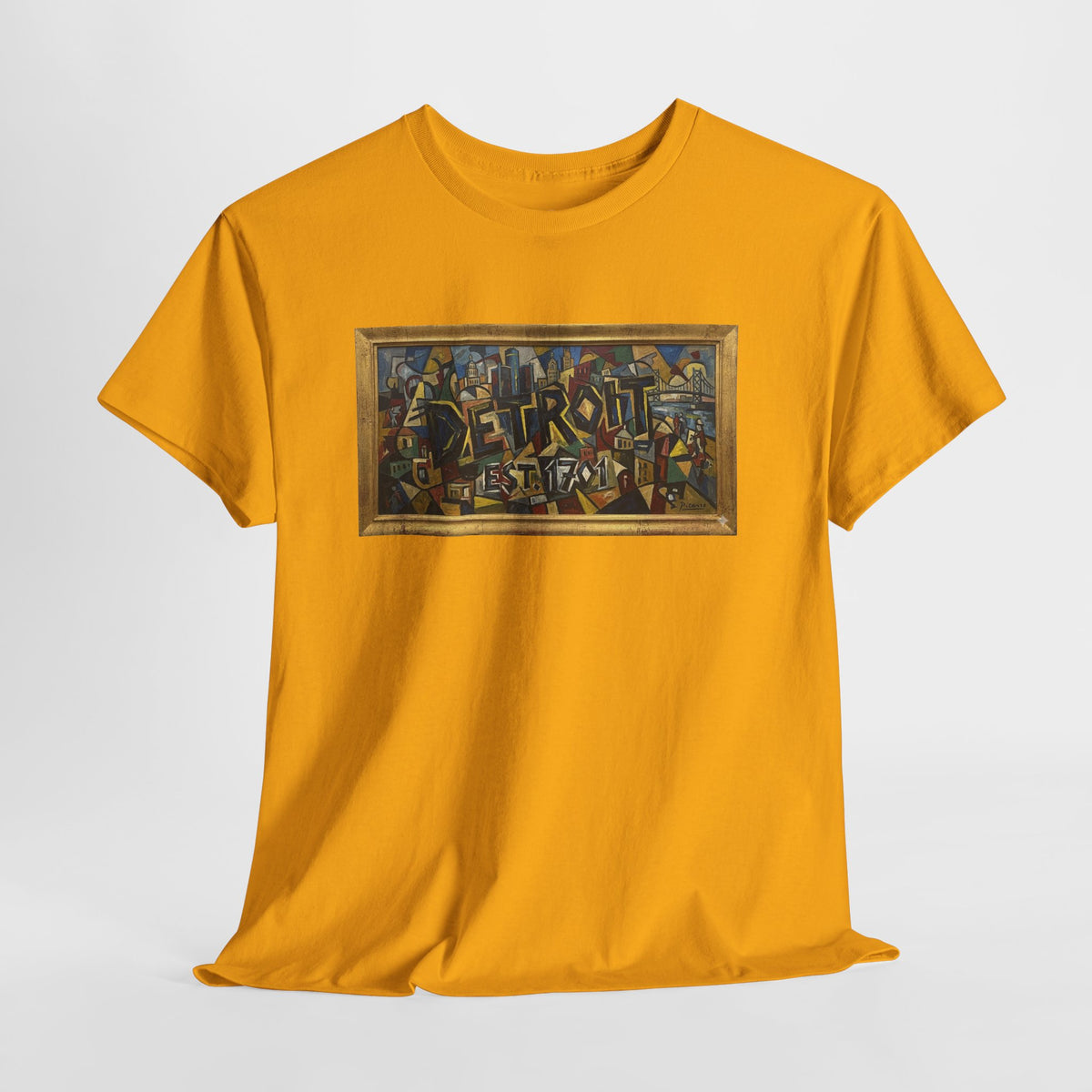 Men's Abstract Cubist Art T-Shirt — Framed Modern Painting Graphic(Unisex)