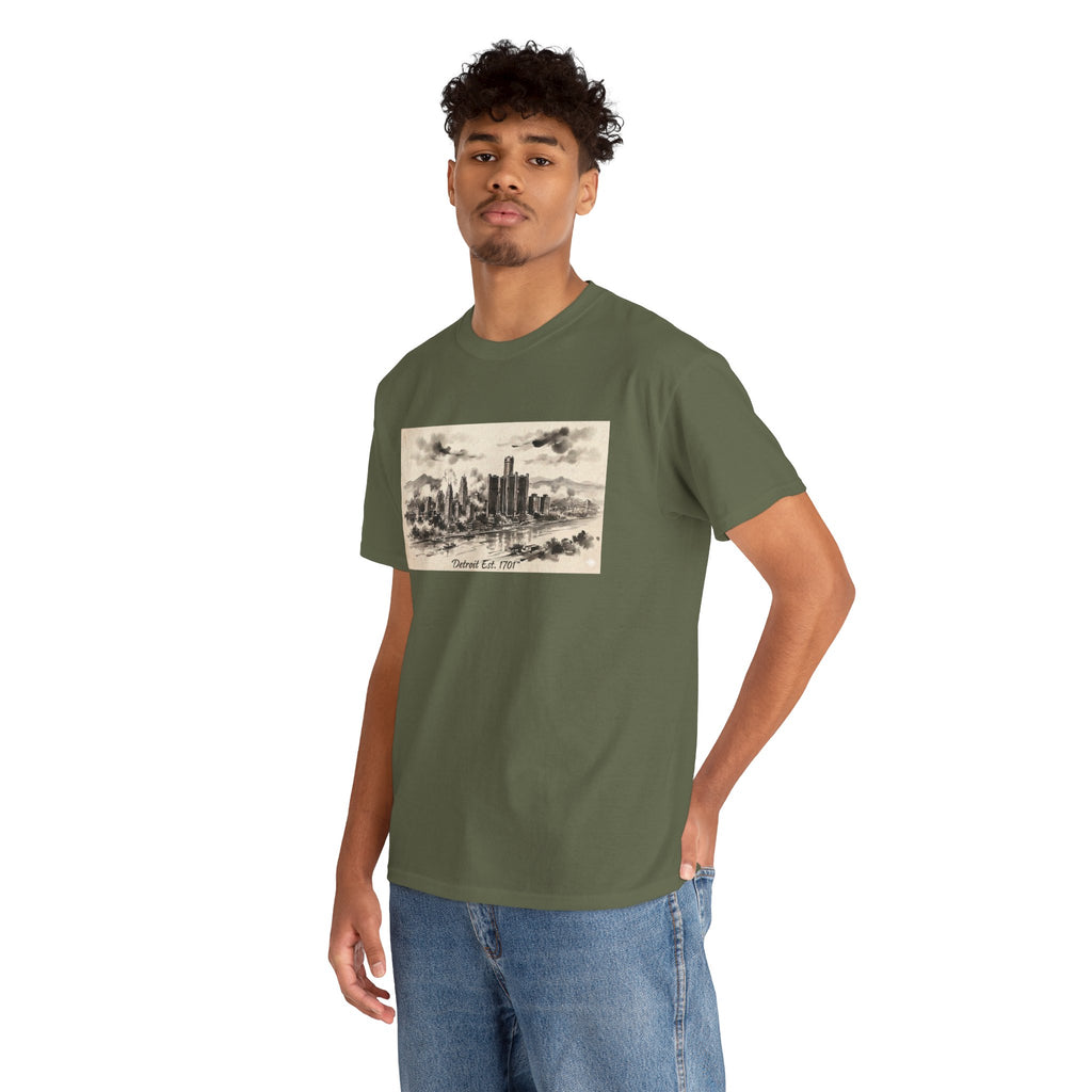 Detroit Pride Vintage Skyline Tee — "Detroit, Est. 1701" Cotton T-Shirt | Motor City Roots