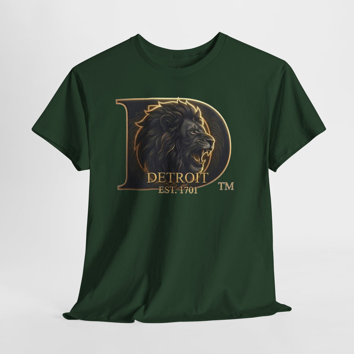Men's Detroit Pride Lion D T Shirt — Gold Foil Monogram Detroit Lion Graphic(Unisex)