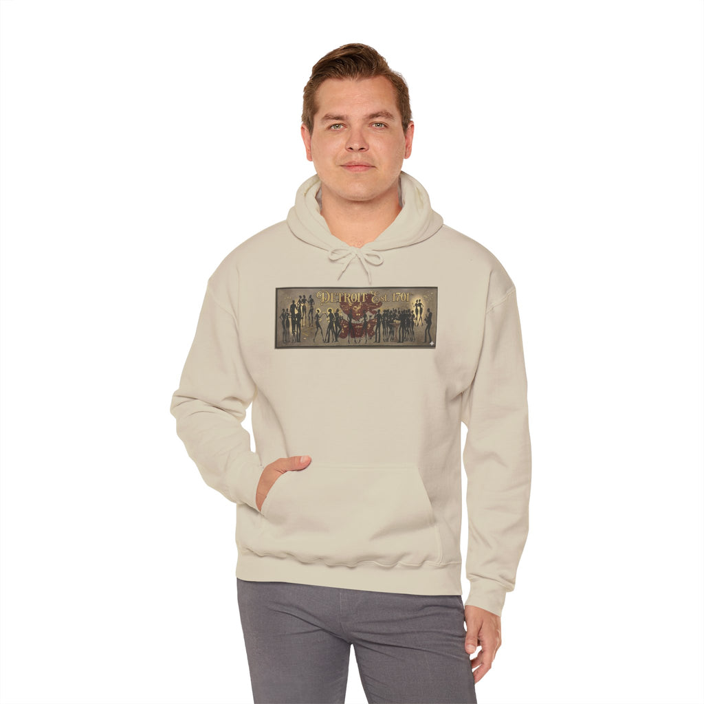 Detroit Pride Vintage Silhouette Artwork Hoodie — Motor City Midnight Graphic Pullover