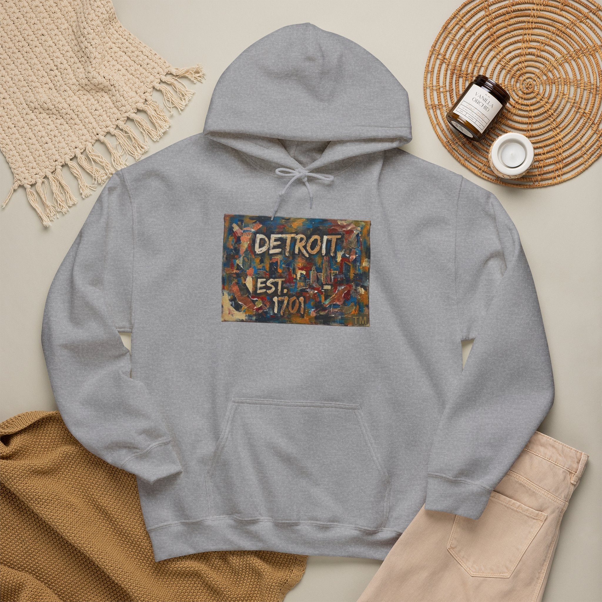 Detroit City Mural Hoodie — Abstract Painterly Graphic Pullover | Motor City Street Art